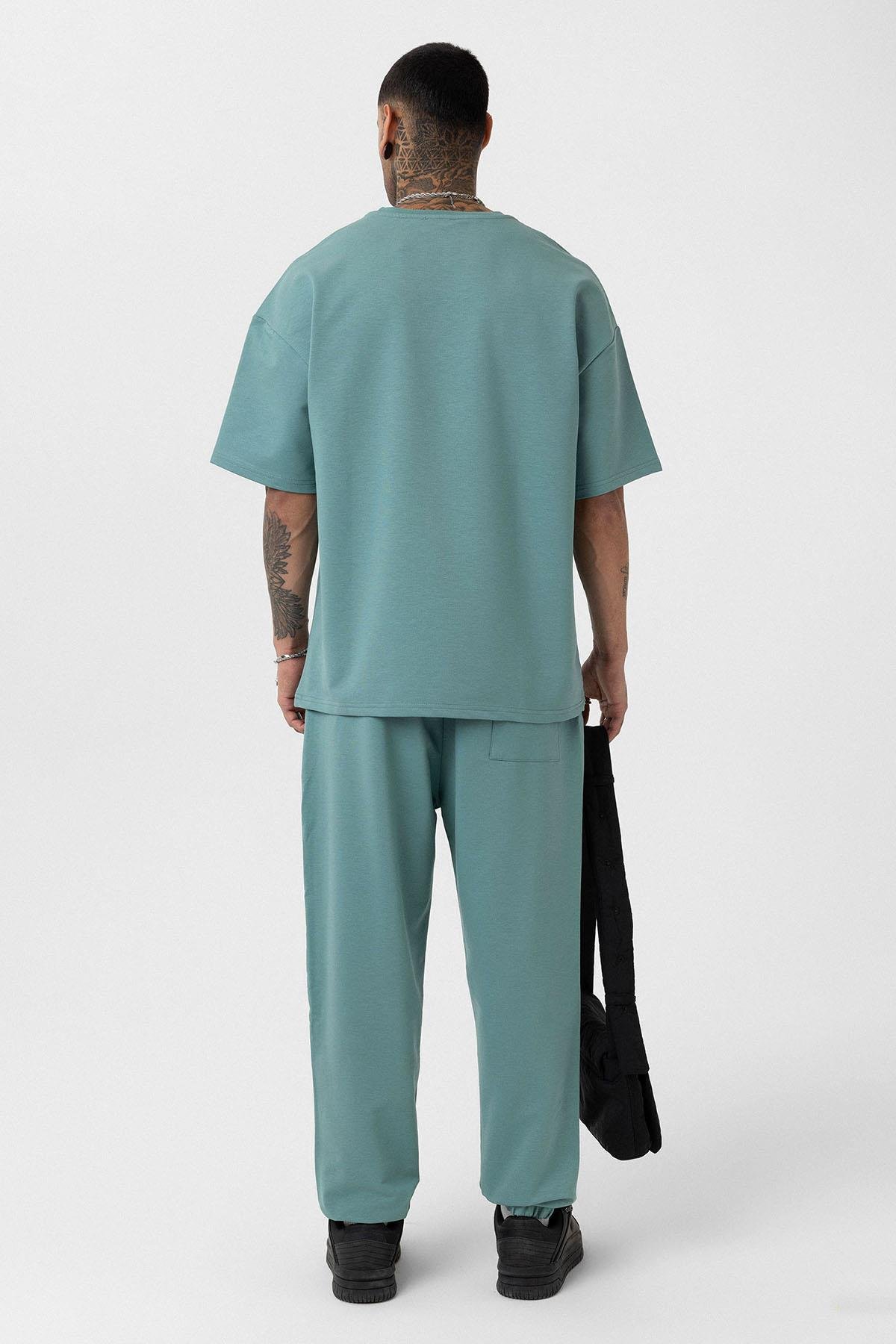 Paça Lastikli Basic Oversize Eşofman Takımı Mint