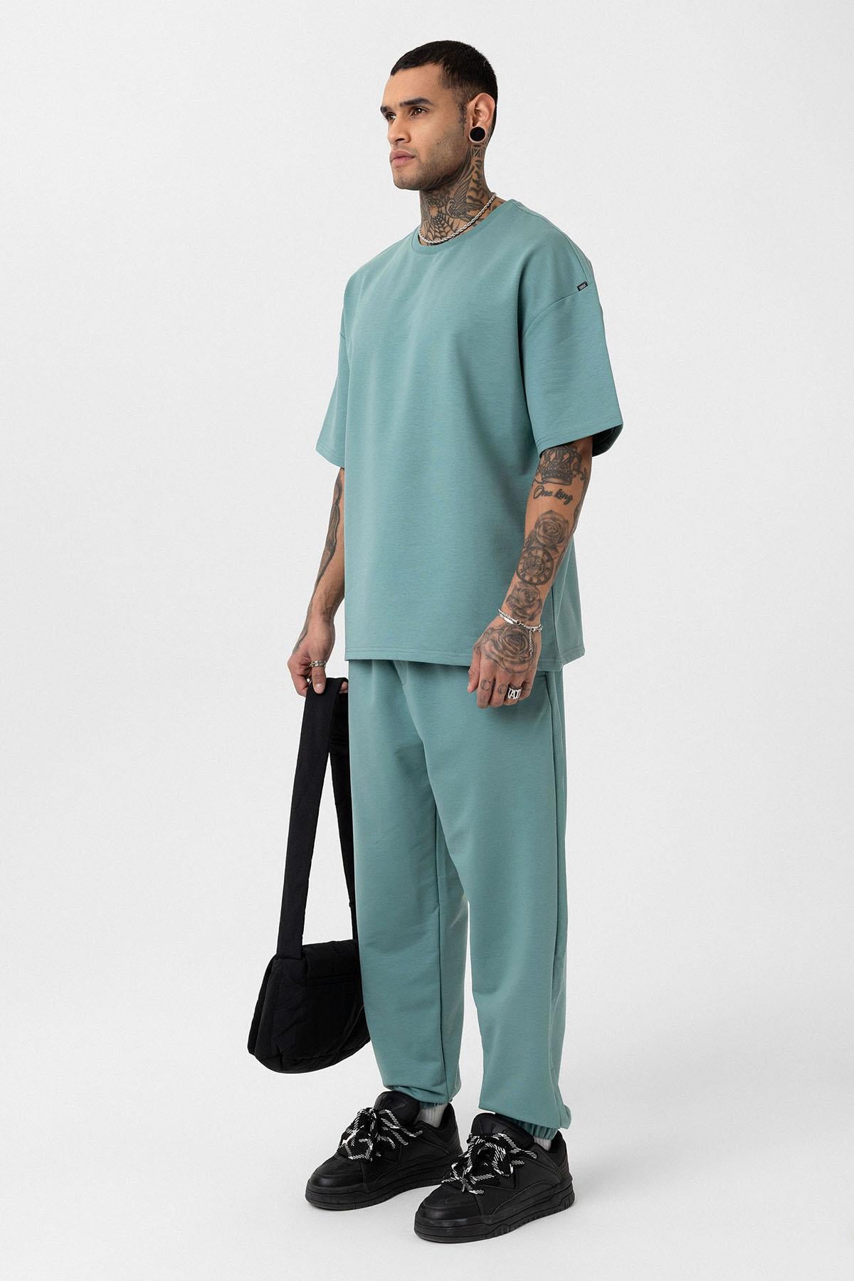 Paça Lastikli Basic Oversize Eşofman Takımı Mint
