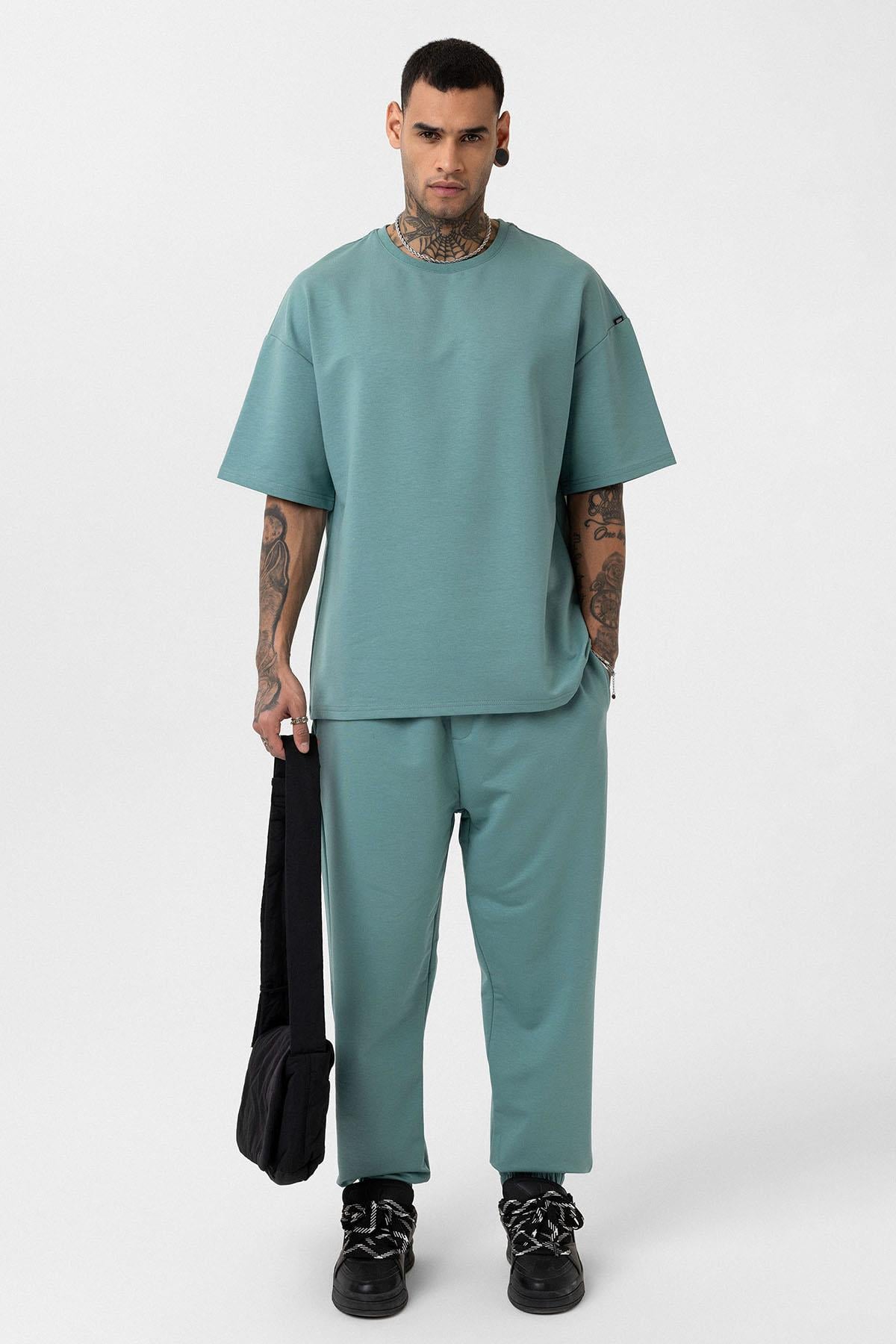 Paça Lastikli Basic Oversize Eşofman Takımı Mint