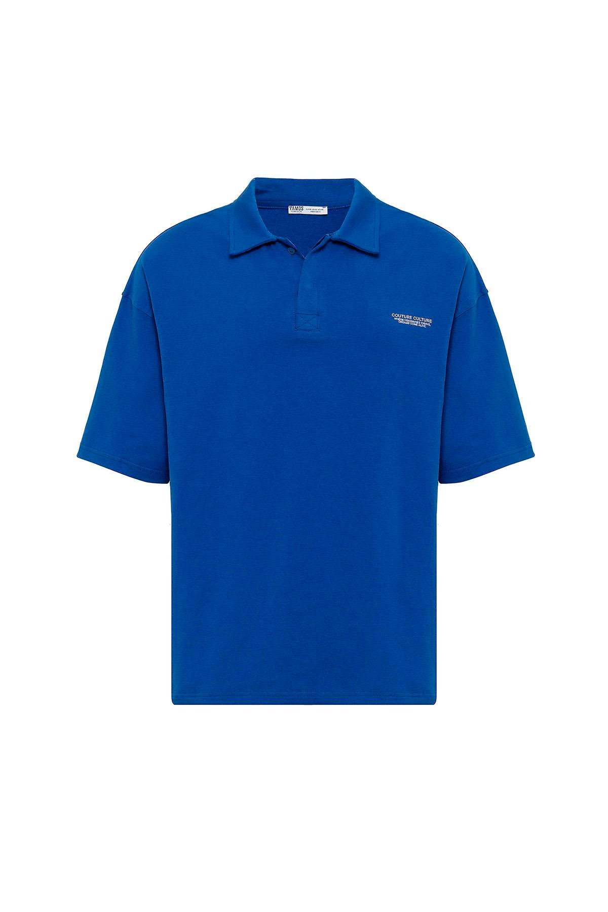 Polo Yaka Oversize Tişört Saks