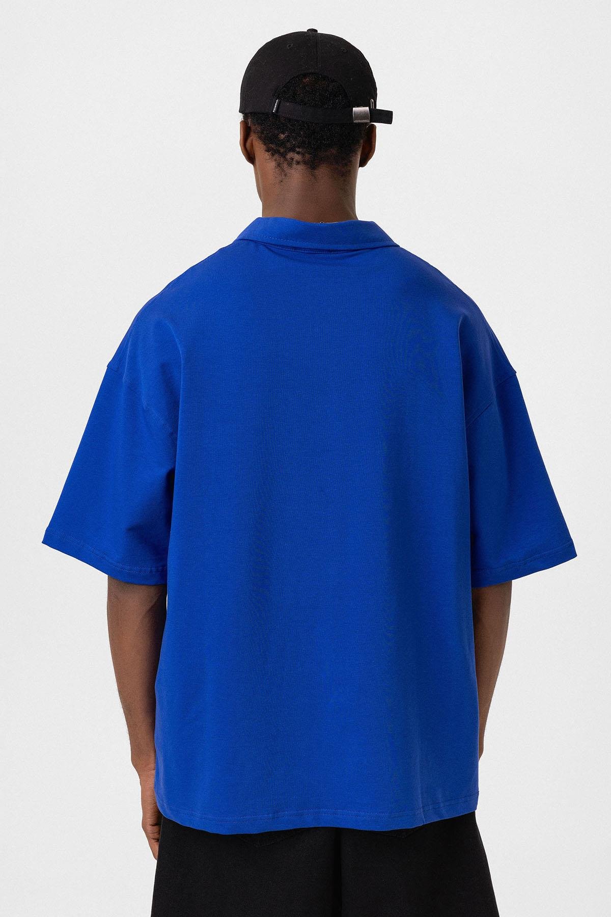 Polo Yaka Oversize Tişört Saks