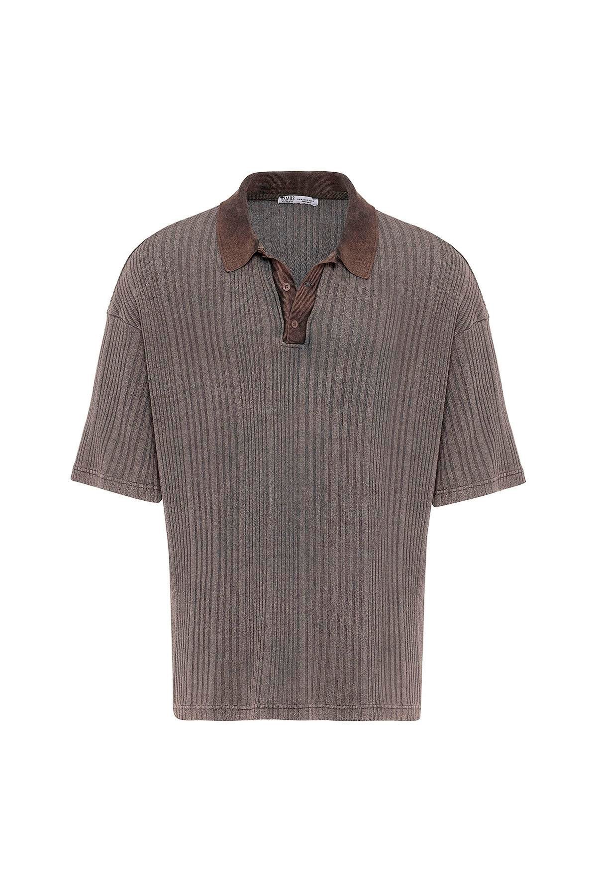 Polo Yaka Oversize Triko Kahve