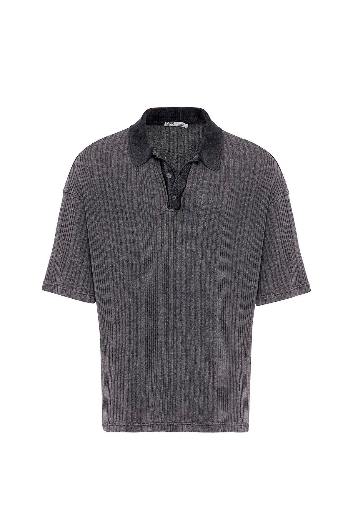 Polo Yaka Oversize Triko Siyah