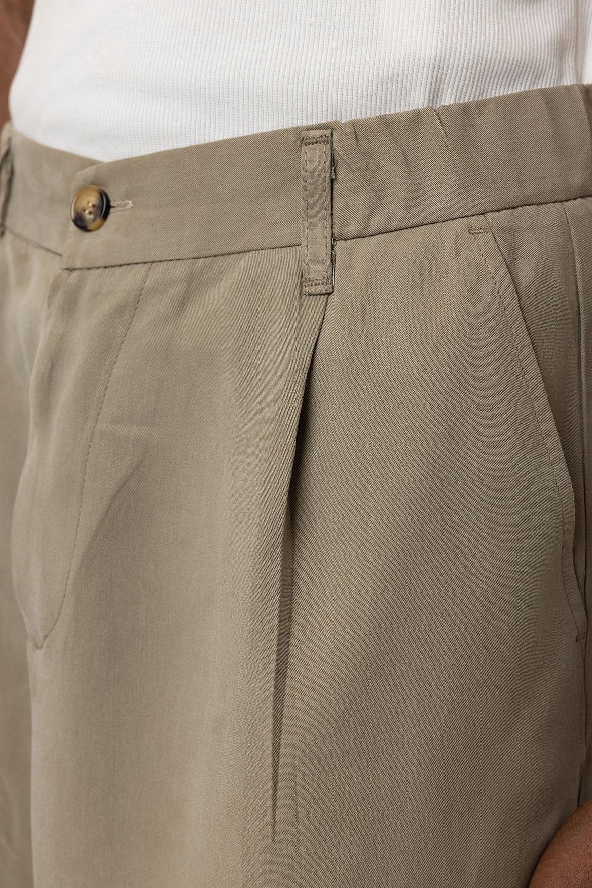 Relaxed Fit Kumaş  Pantolon Haki