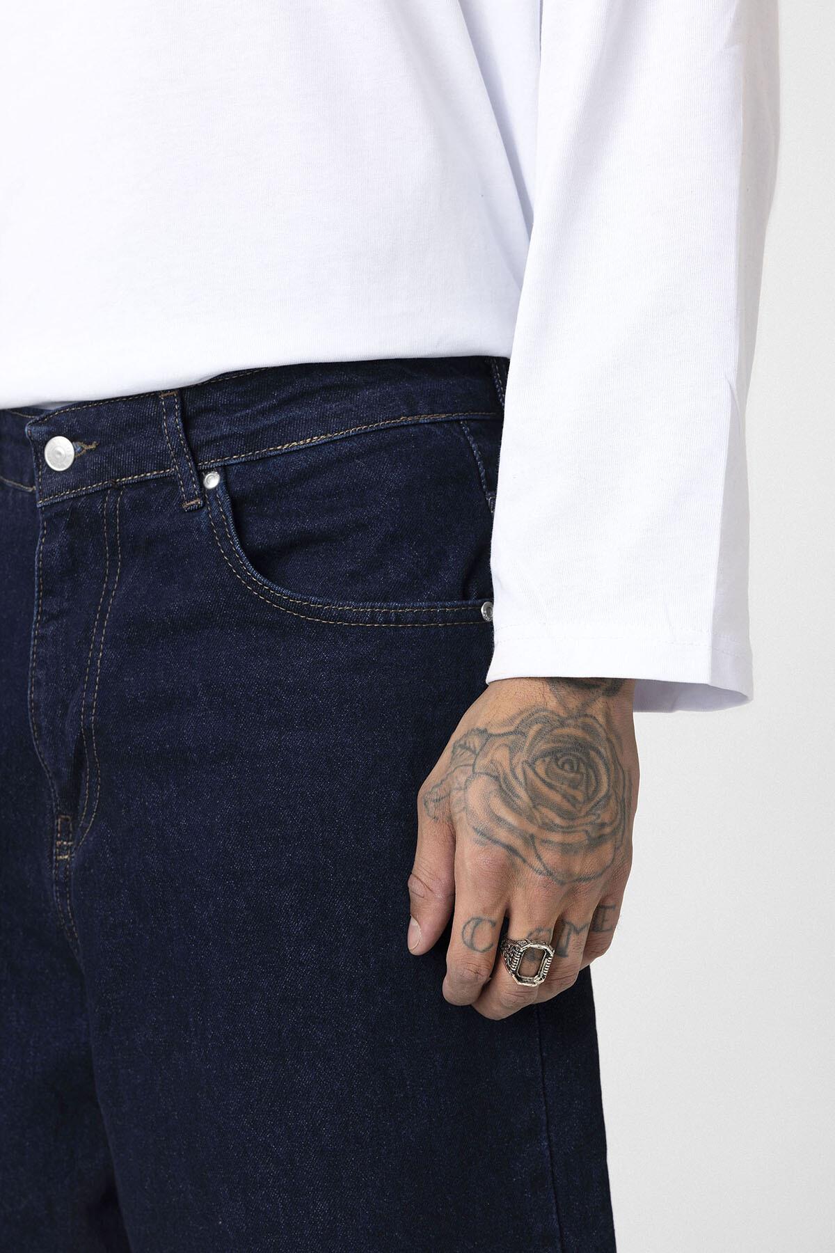 Super Baggy Fıt Jean Koyu Mavi