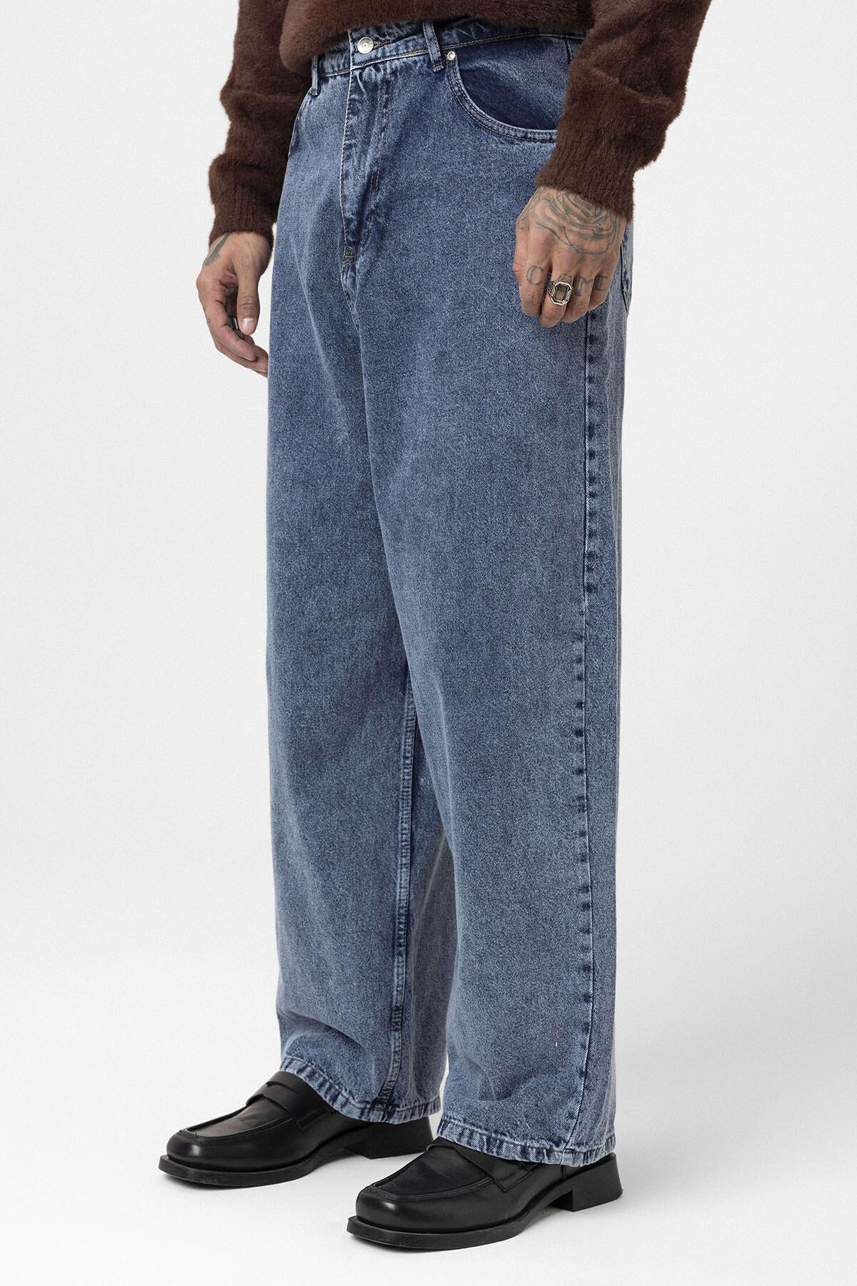 Super Baggy Fıt Jean Mavi Melanj