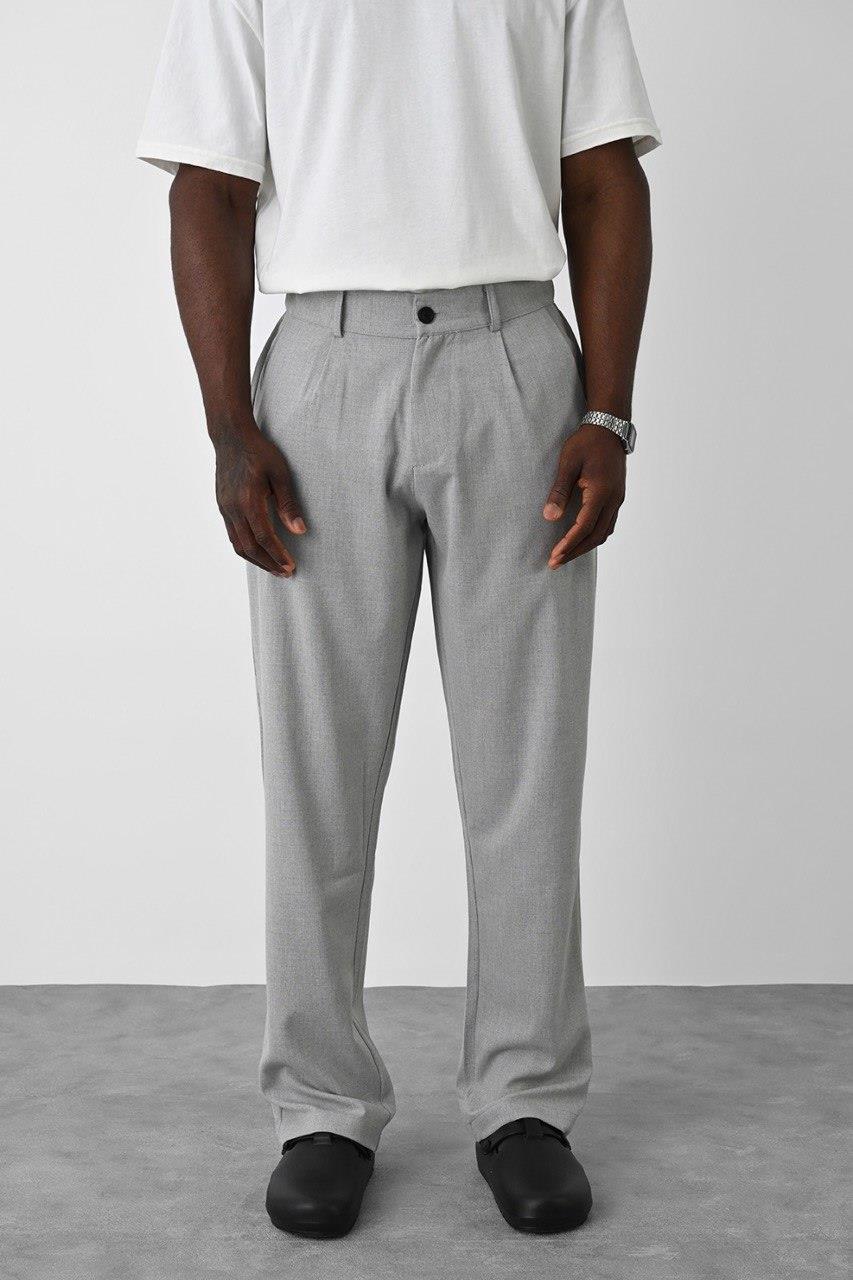 Vizon Basic Baggy Kumaş Pantolon Gri