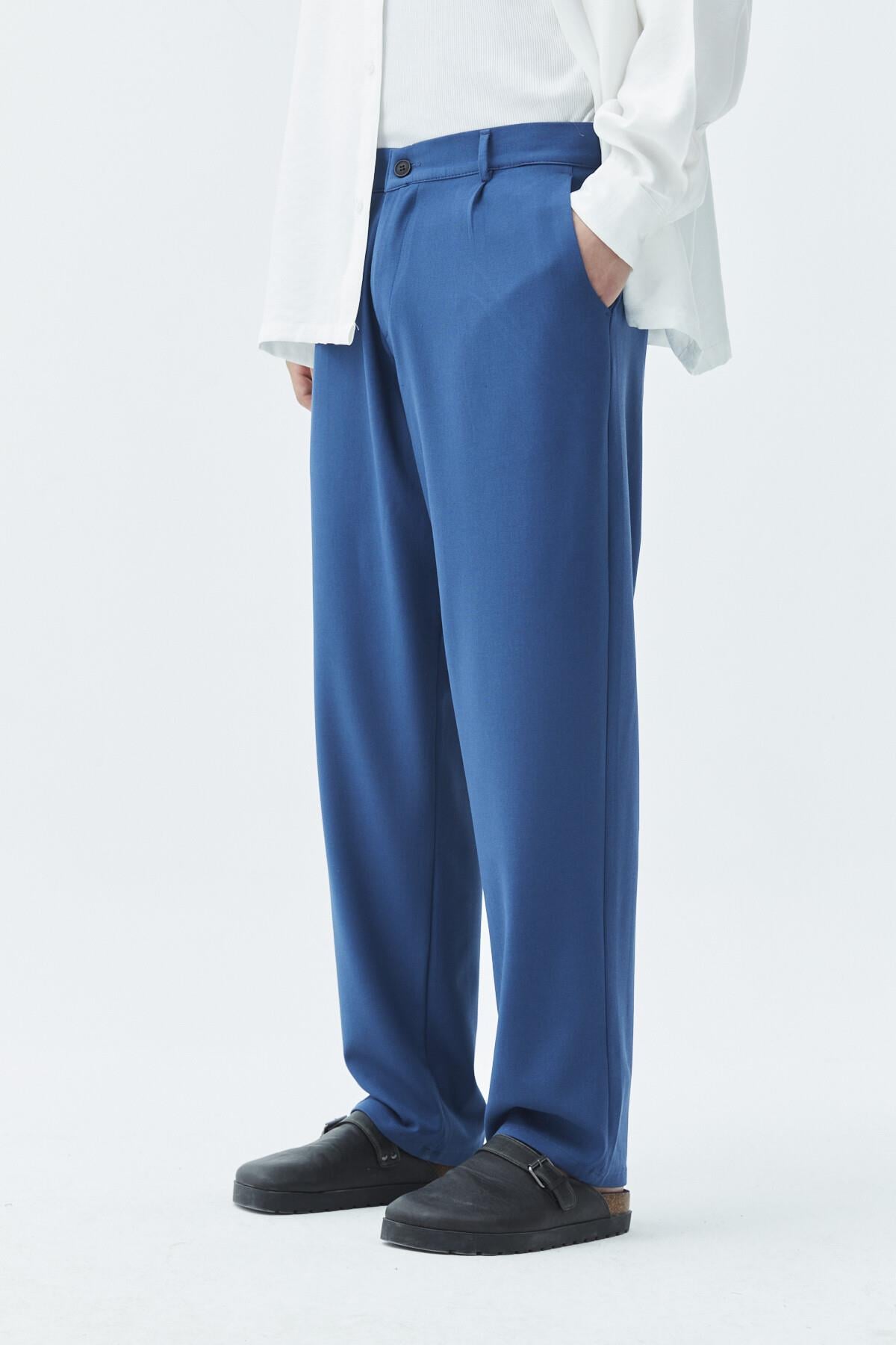 Vizon Basic Baggy Kumaş Pantolon İndigo