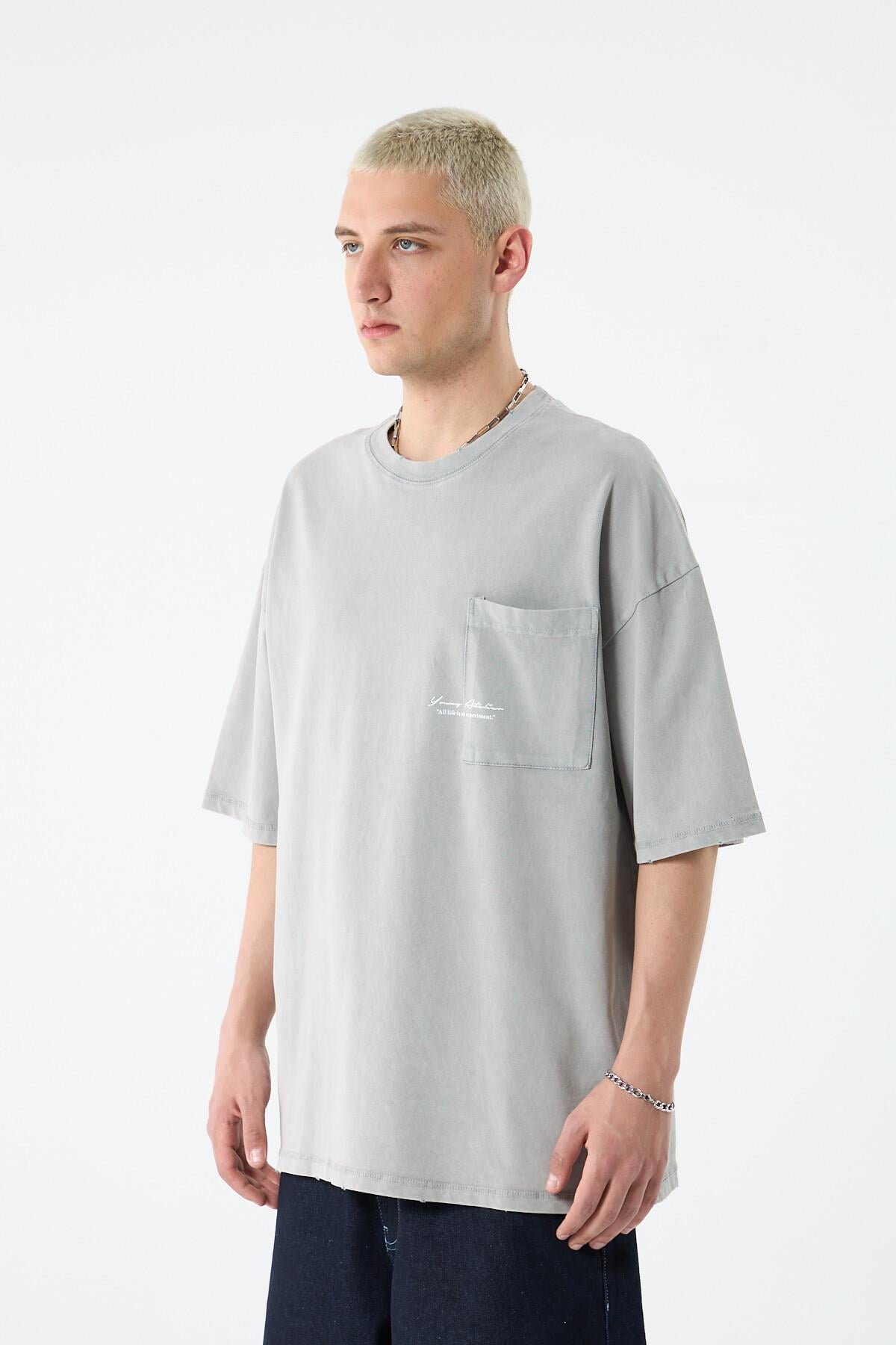 Washed Oversize Tişört Gri