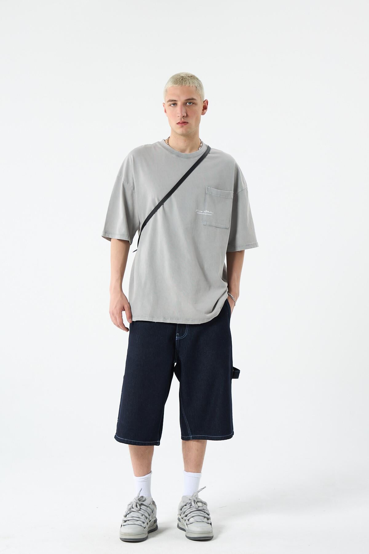 Washed Oversize Tişört Gri