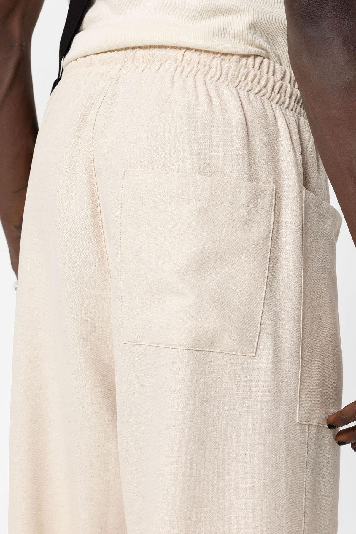 Yan Cepli Baggy Keten Pantolon Naturel