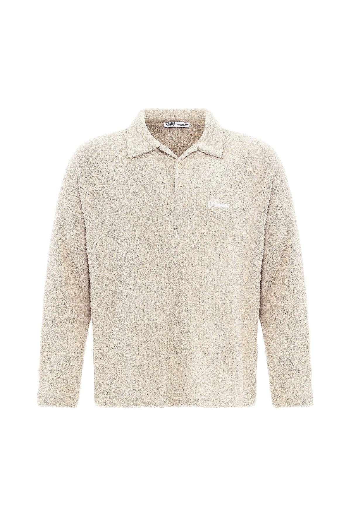 Yazı Detaylı Oversize Sweatshirt Taş