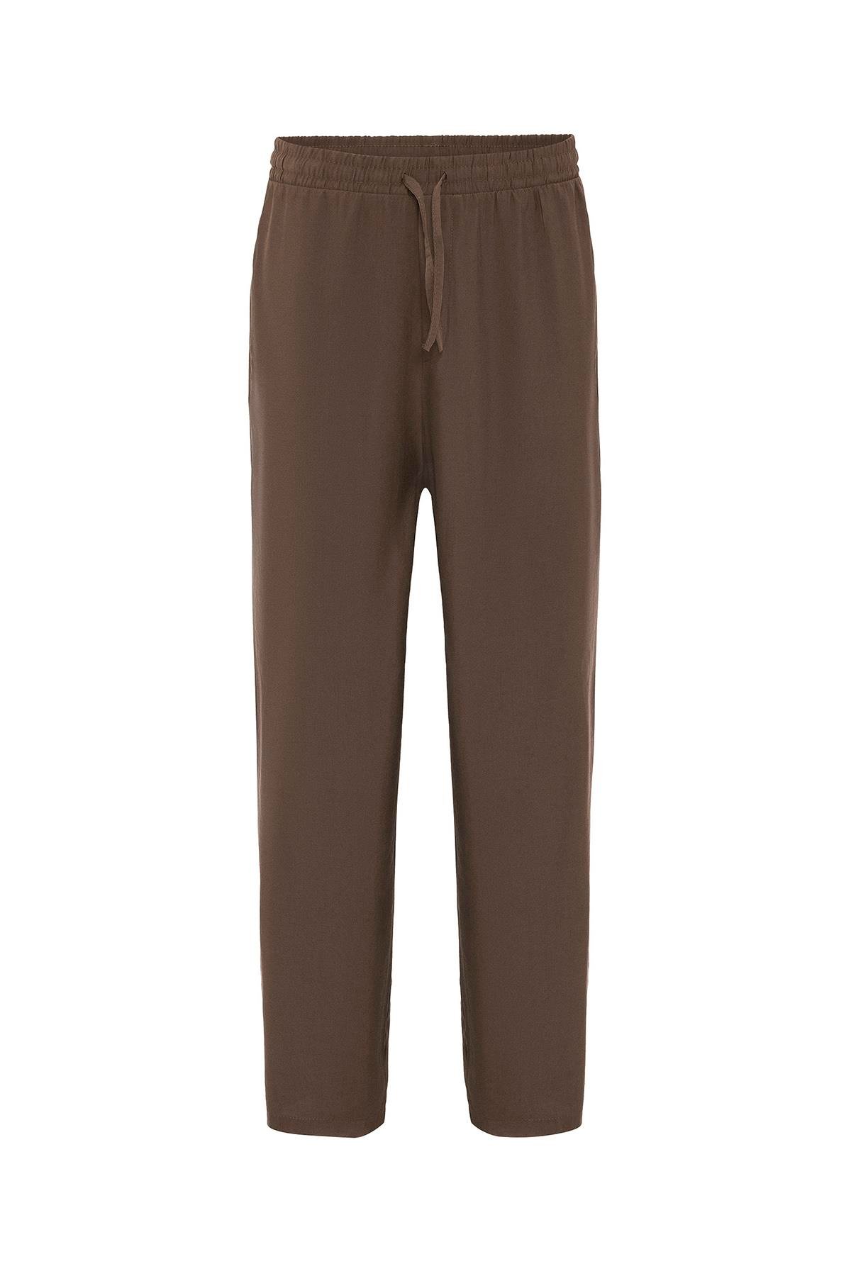 Yıkamalı Baggy Fit  Pantolon Kahve