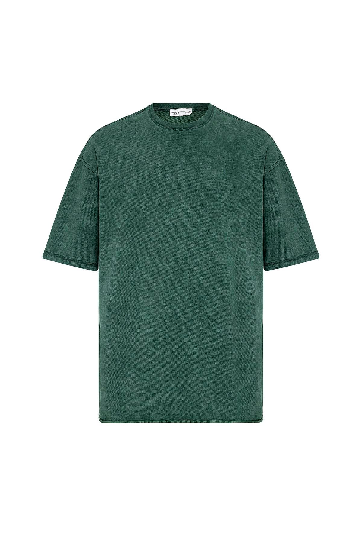 Yıkamalı Basic Oversize Tişört Nefti