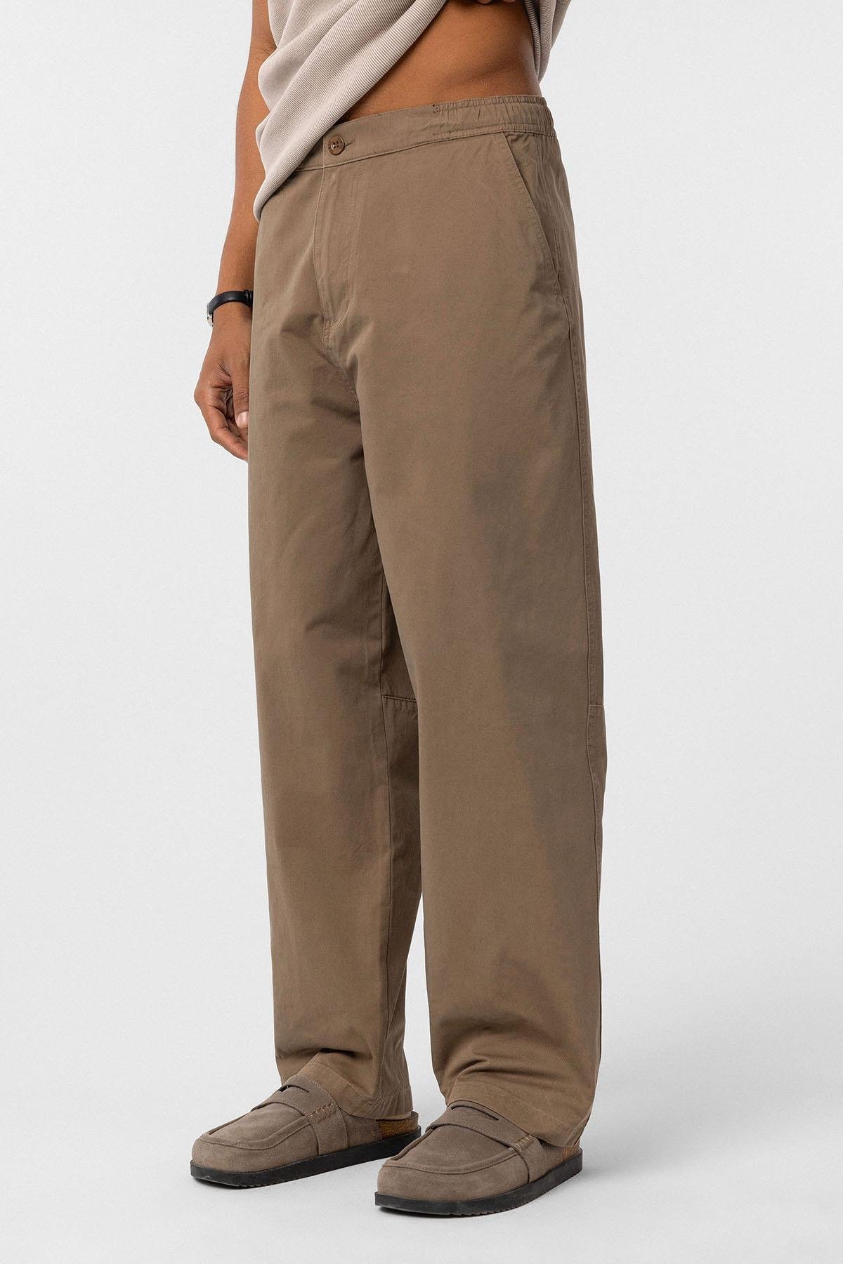 Yıkamalı Gabardin Baggy Pantolon Vizon