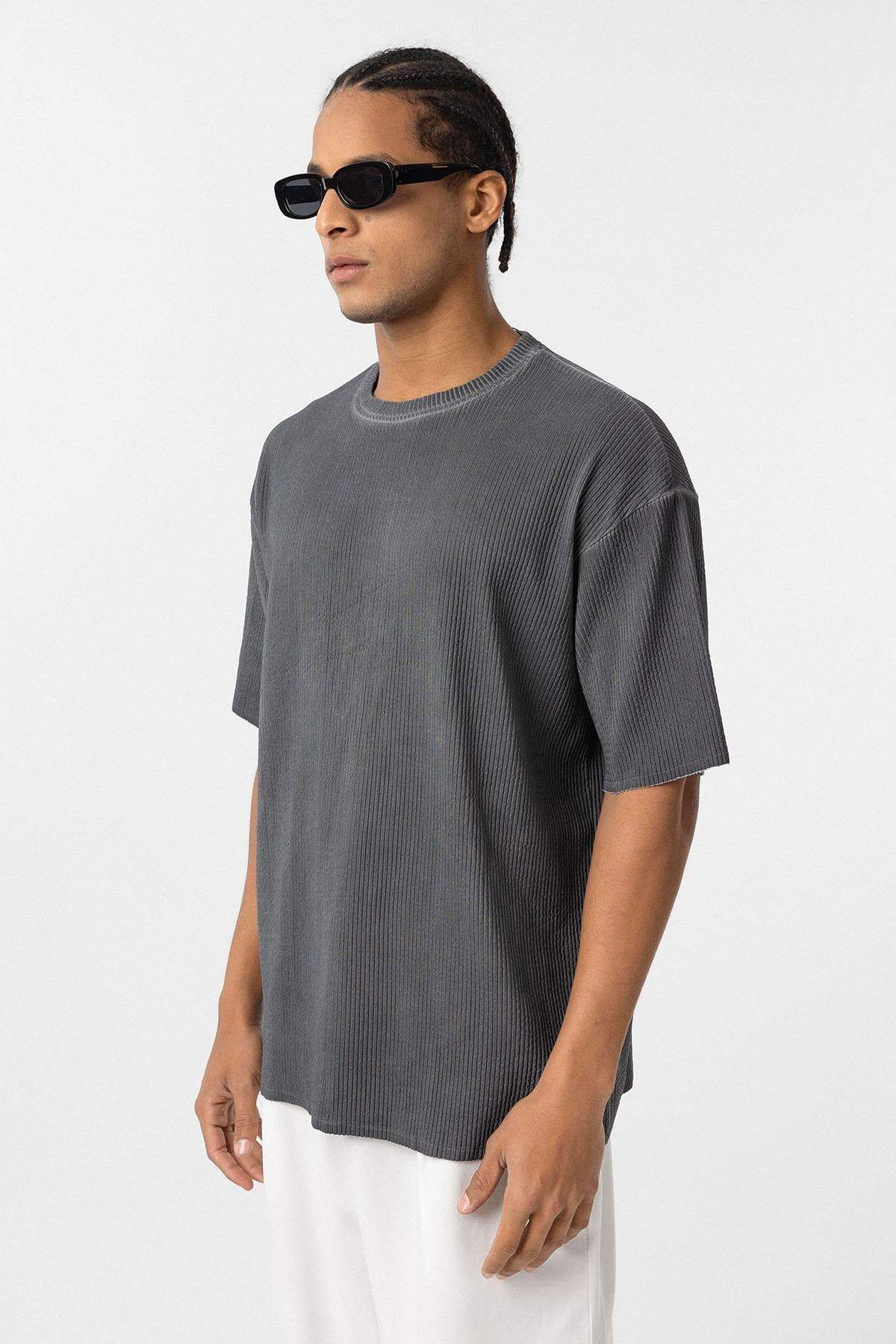 Yıkamalı Ottoman Basic Oversize Tişört Siyah