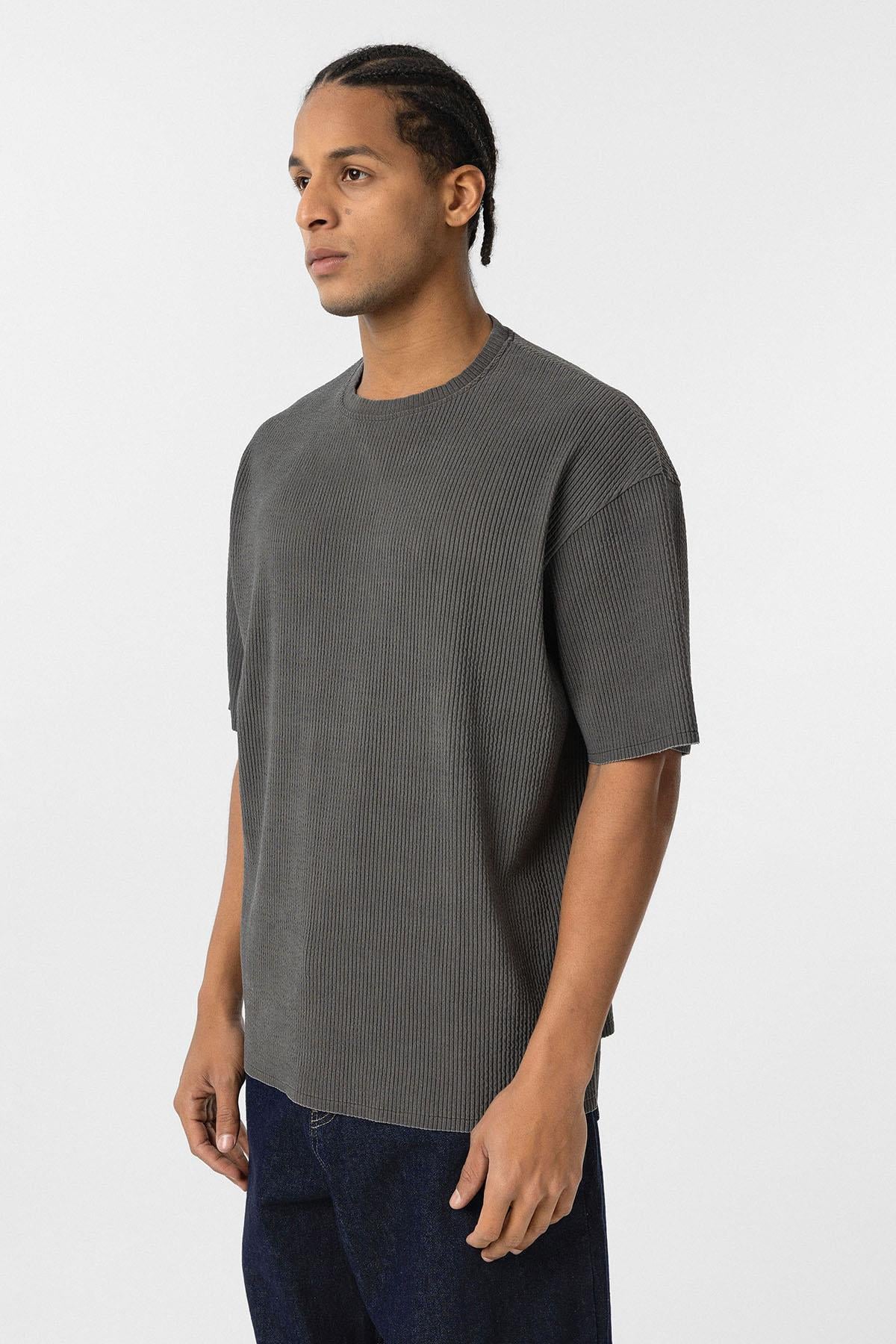 Yıkamalı Ottoman Basic Oversize Tişört Haki