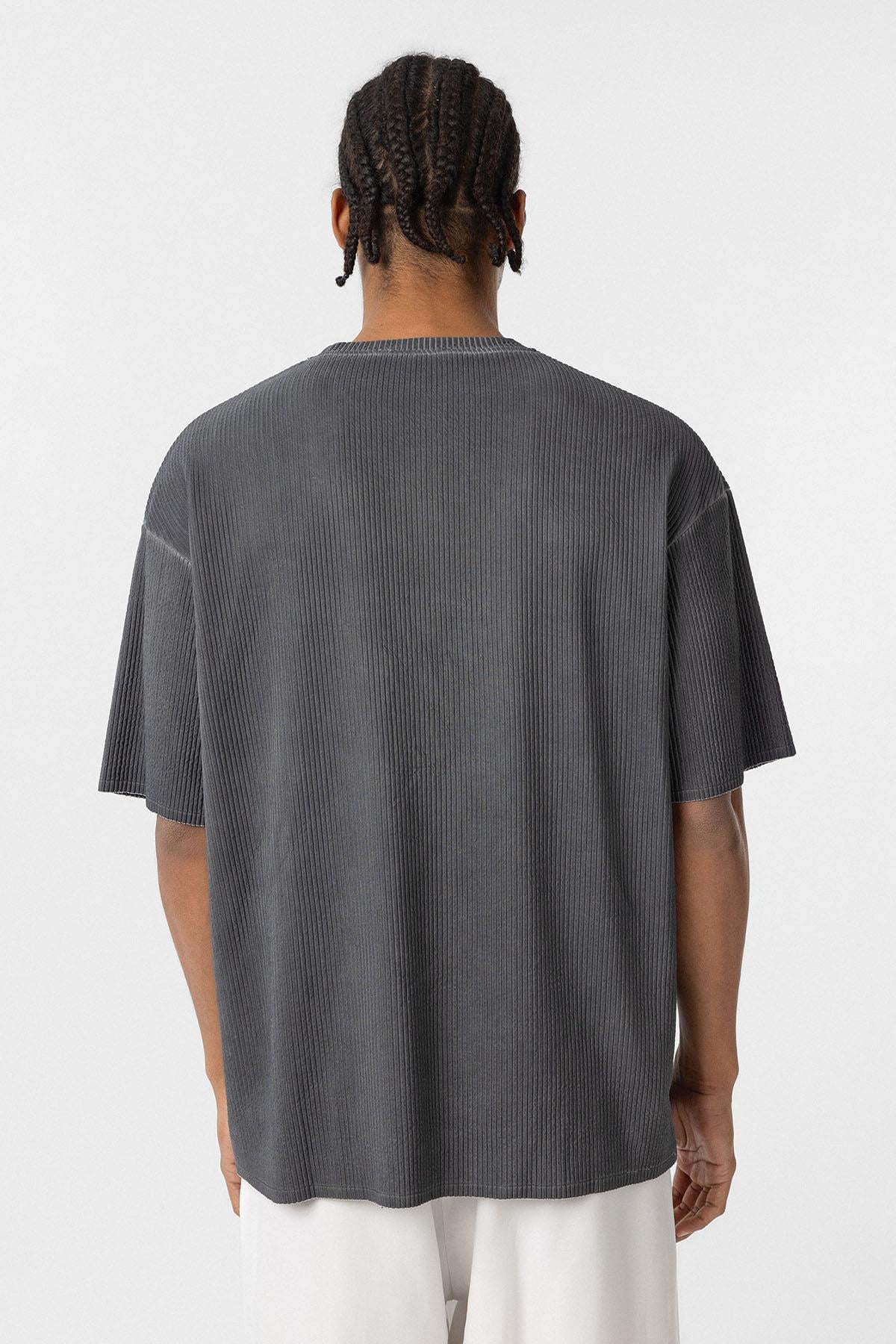 Yıkamalı Ottoman Basic Oversize Tişört Siyah