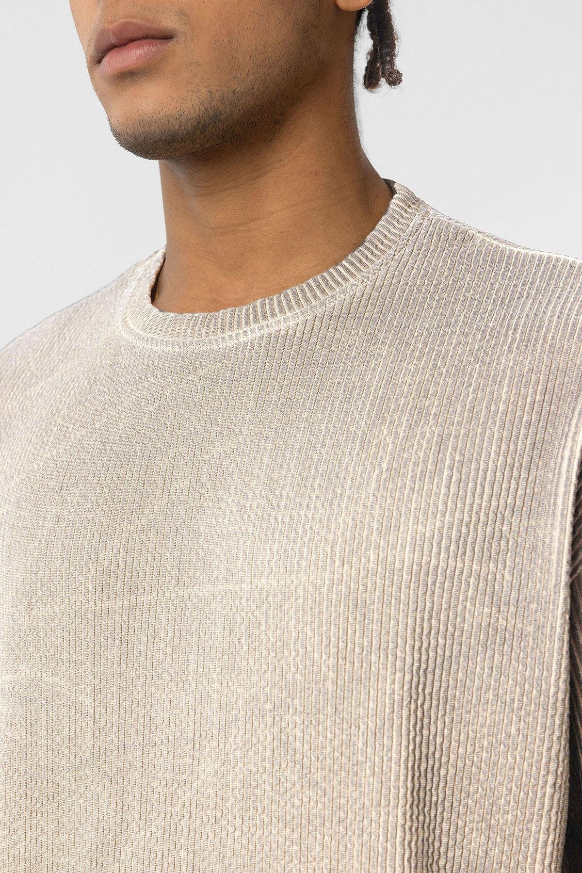 Yıkamalı Ottoman Basic Oversize Tişört Taş