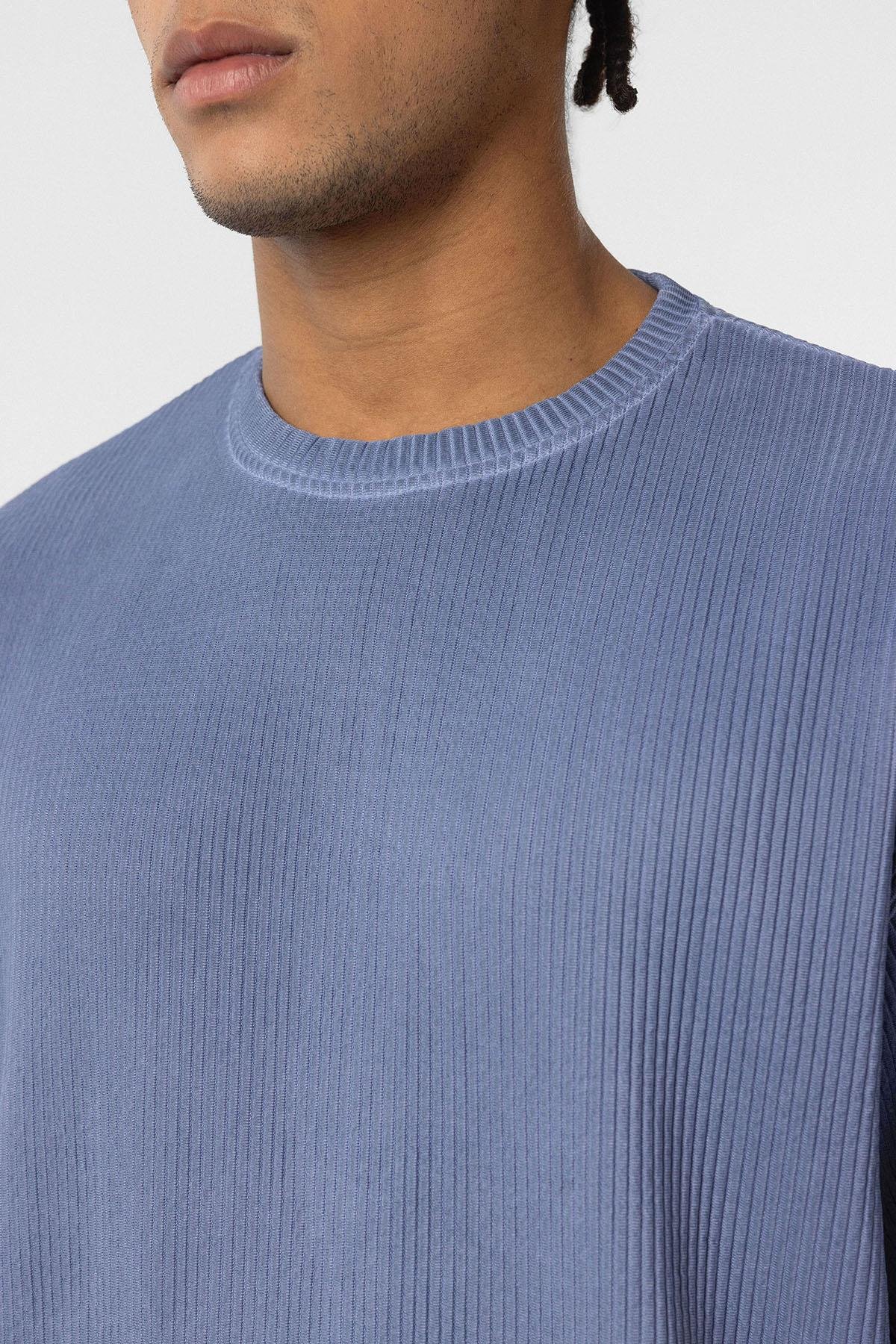Yıkamalı Ottoman Basic Oversize Tişört İndigo