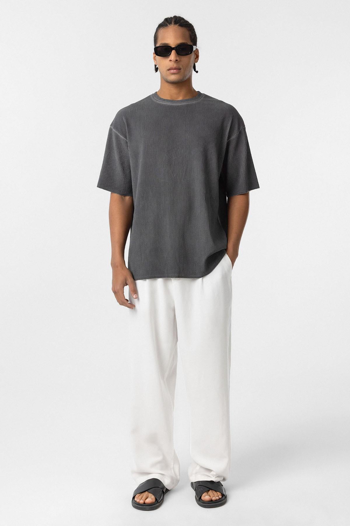 Yıkamalı Ottoman Basic Oversize Tişört Siyah