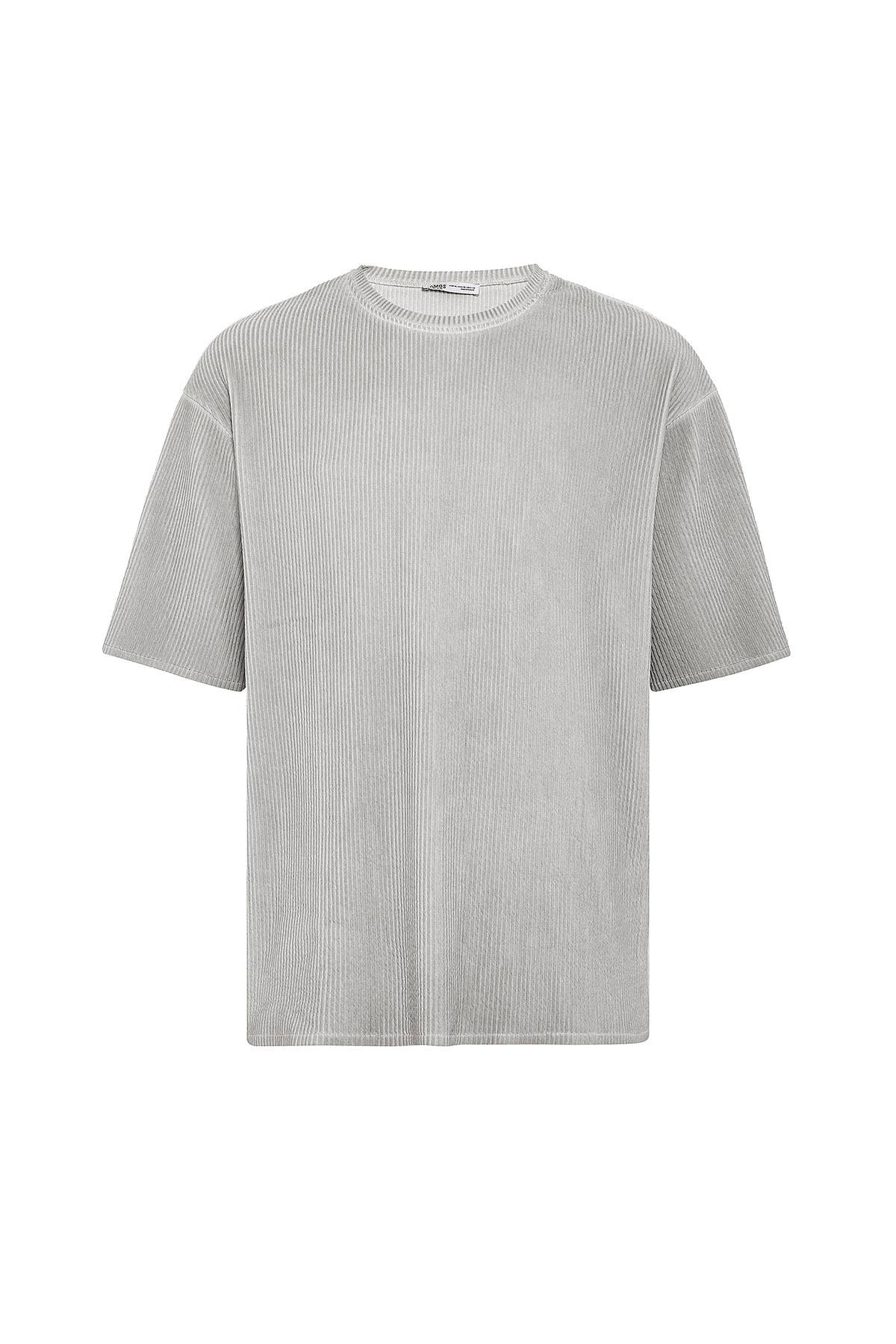 Yıkamalı Ottoman Basic Oversize Tişört Gri