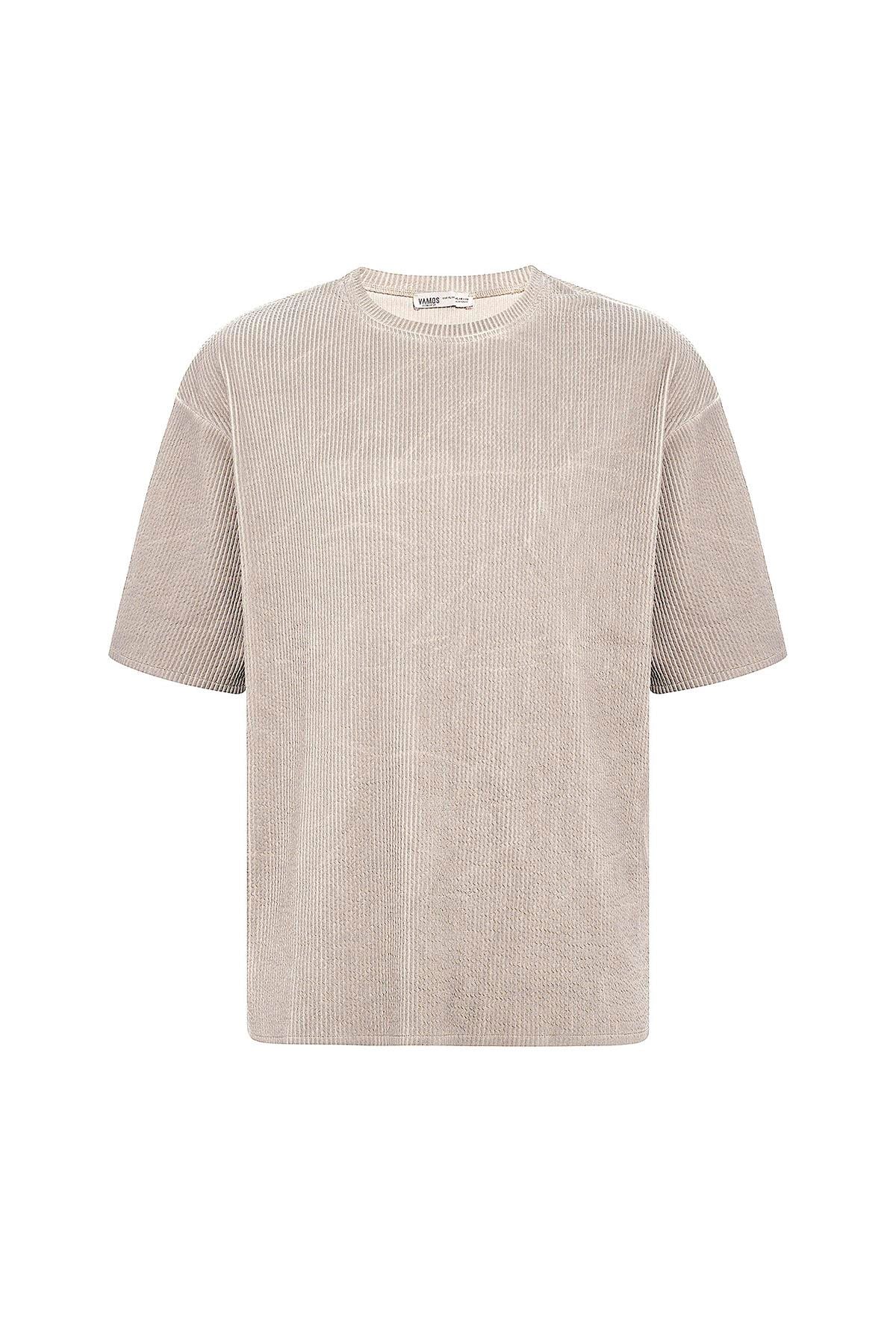 Yıkamalı Ottoman Basic Oversize Tişört Taş