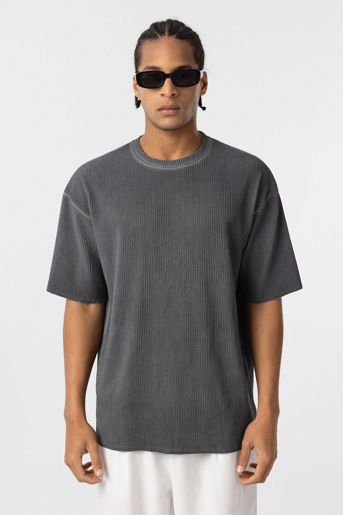 Yıkamalı Ottoman Basic Oversize Tişört Siyah