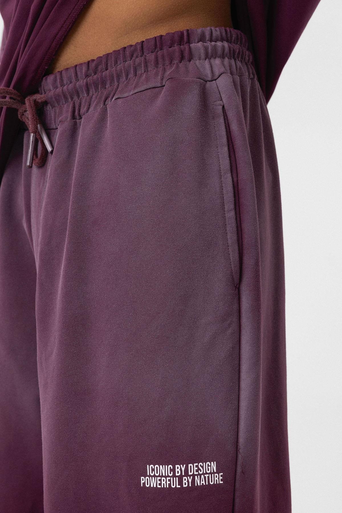 Yıkamalı Oversize Baskılı Eşofman Takım Bordo