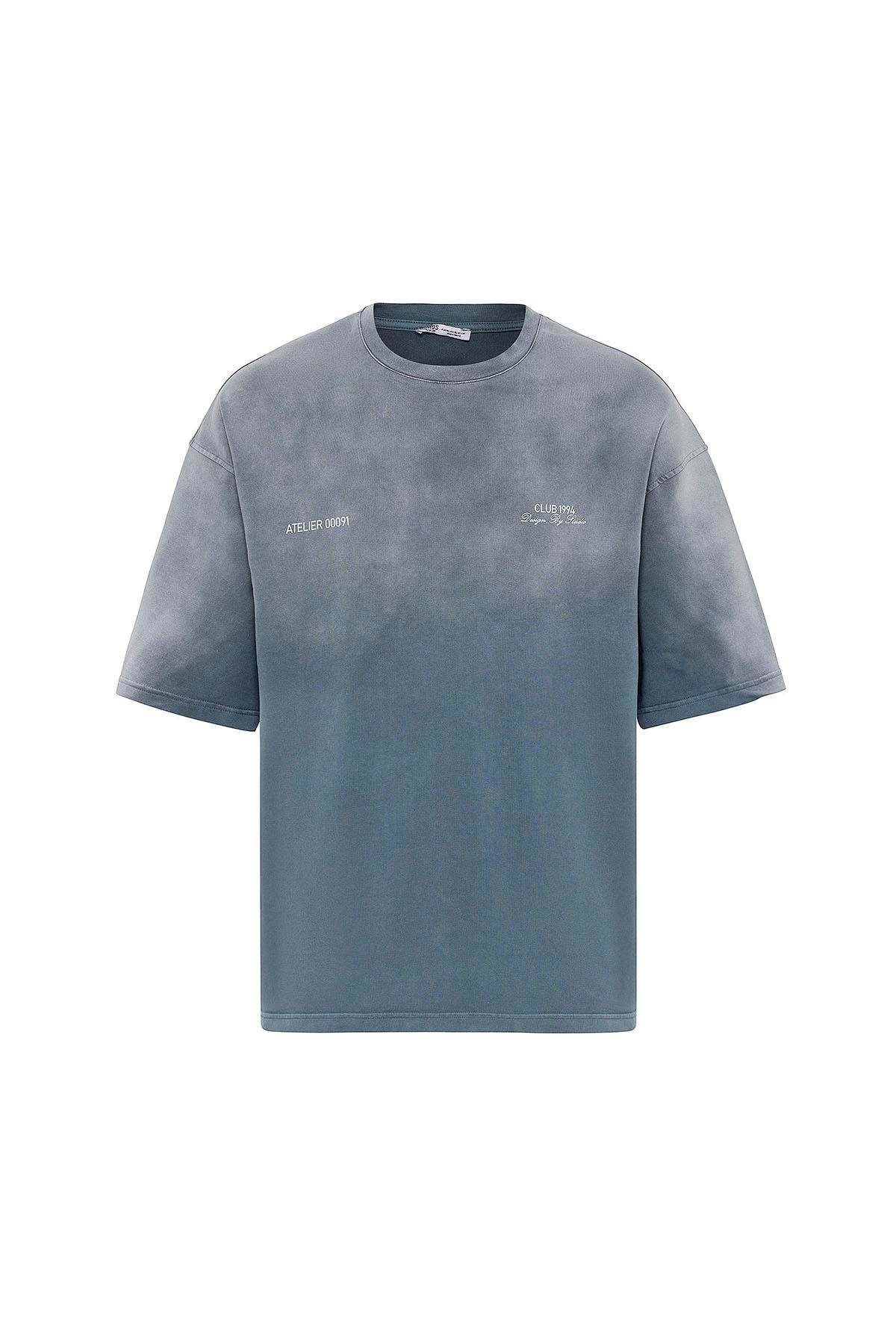 Yıkamalı Oversize Tişört Gri