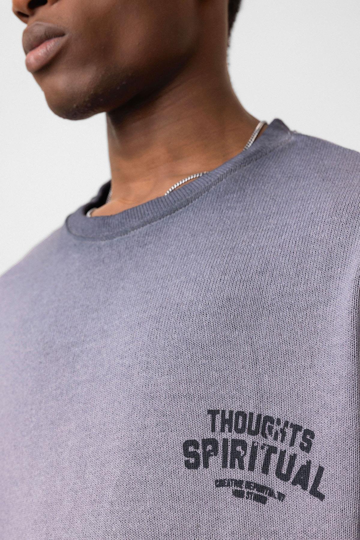 Yıkamalı Oversize Triko Tişört Gri