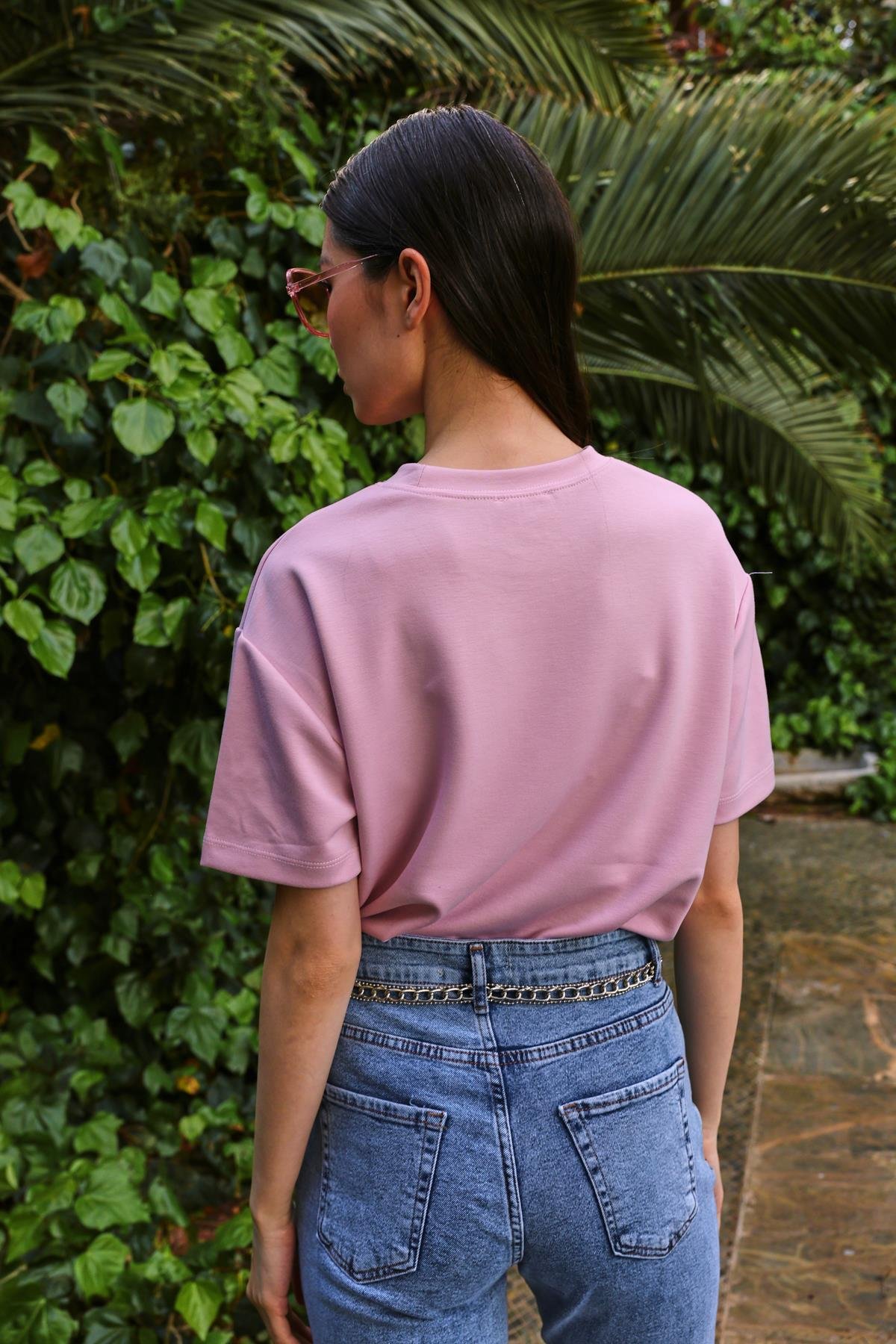 Amore Basic T-shirt Pembe