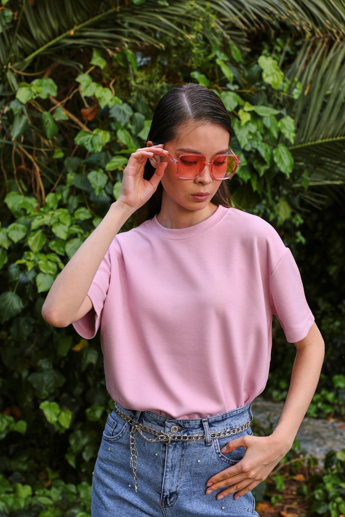 Amore Basic T-shirt Pembe