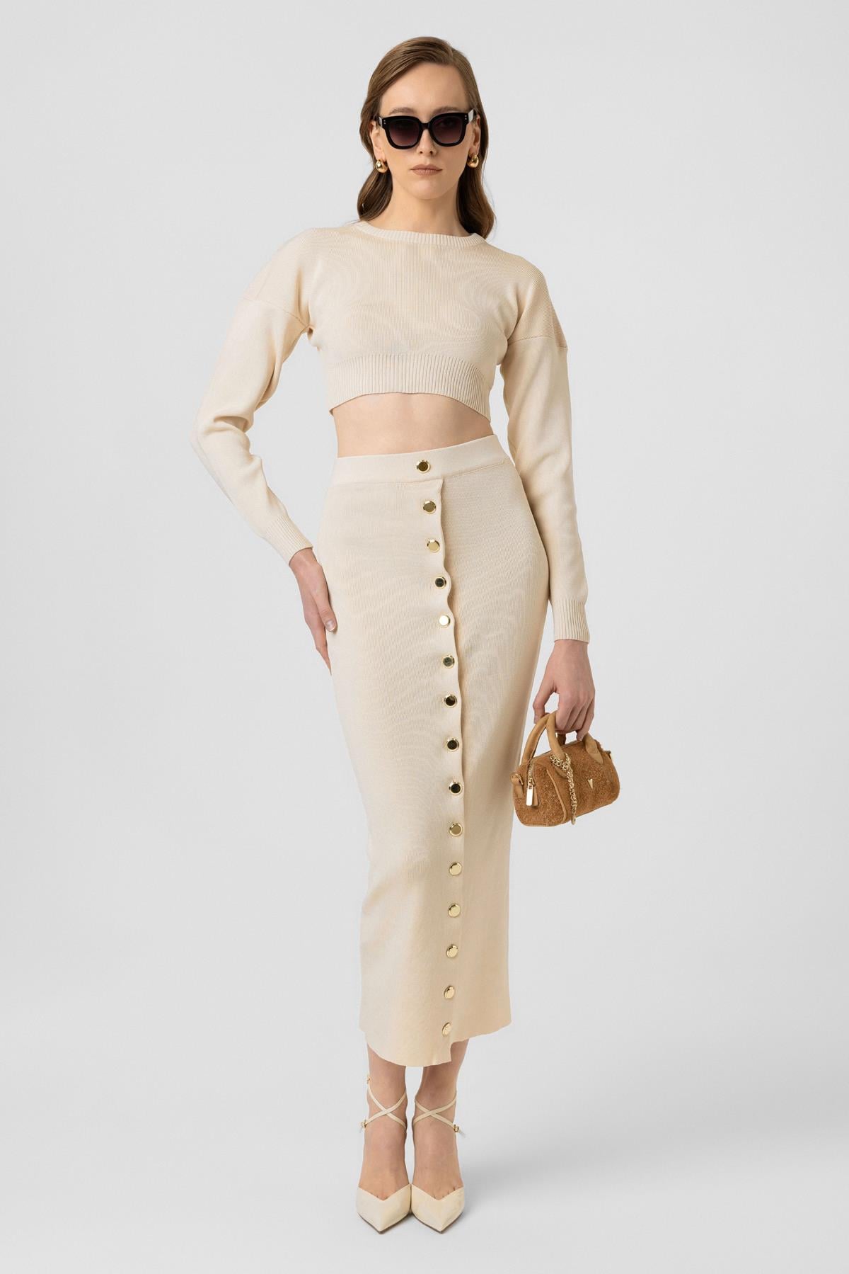 Essence Triko Crop Bej
