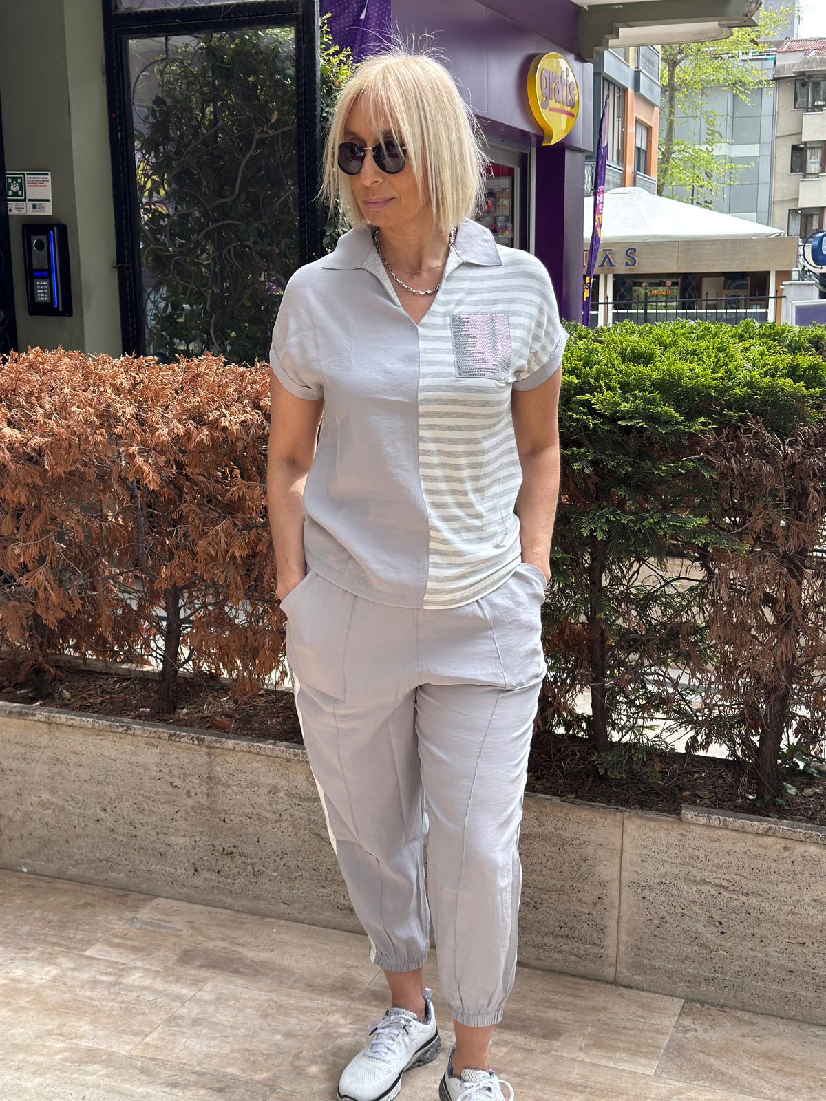 Çizgili Polo Yaka Tshirt