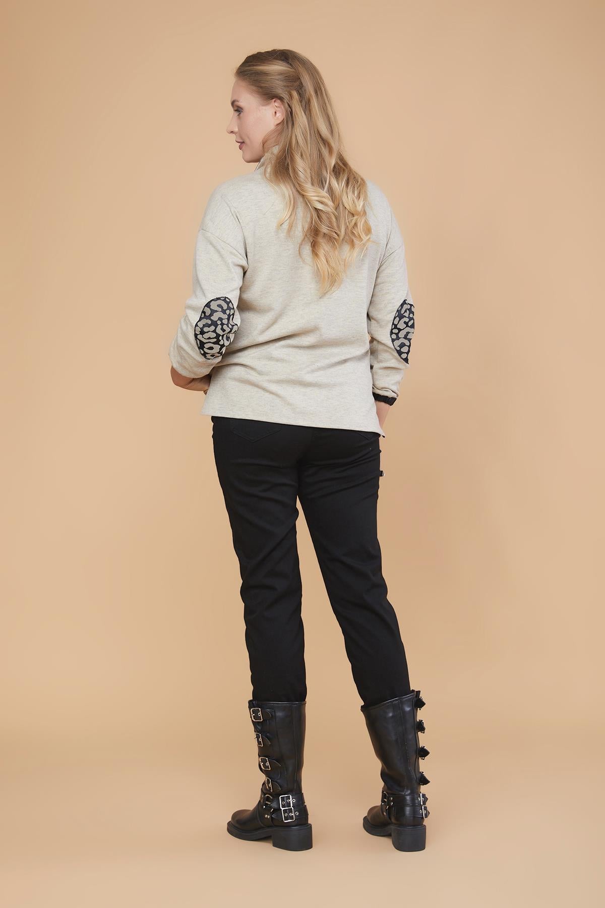 Deri Garnili Polo Yaka Sweatshirt
