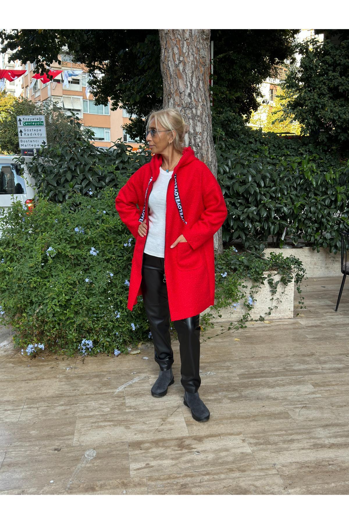 Kapşonlu Buklet Kaban