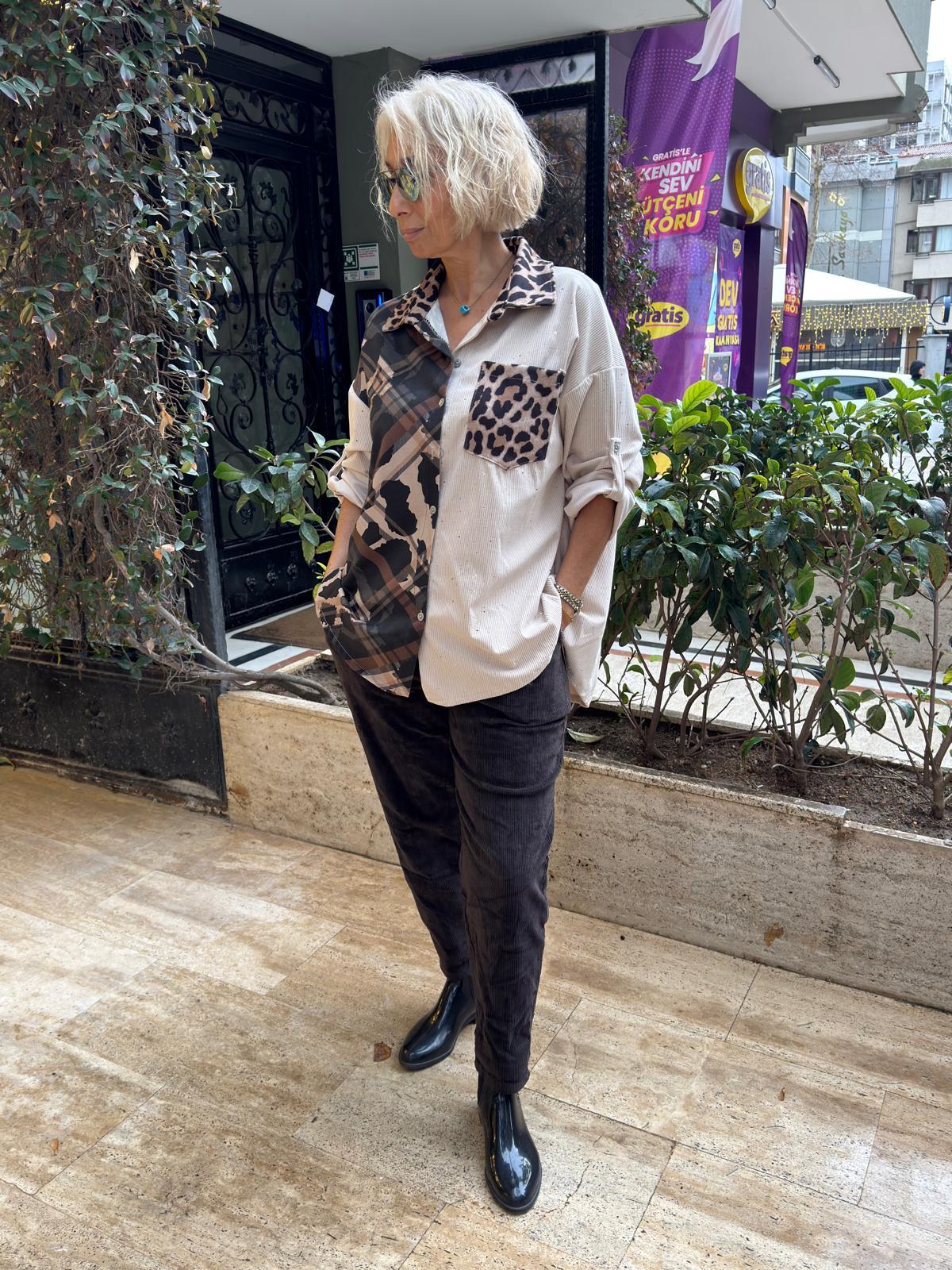 Leopar Detaylı Gömlek