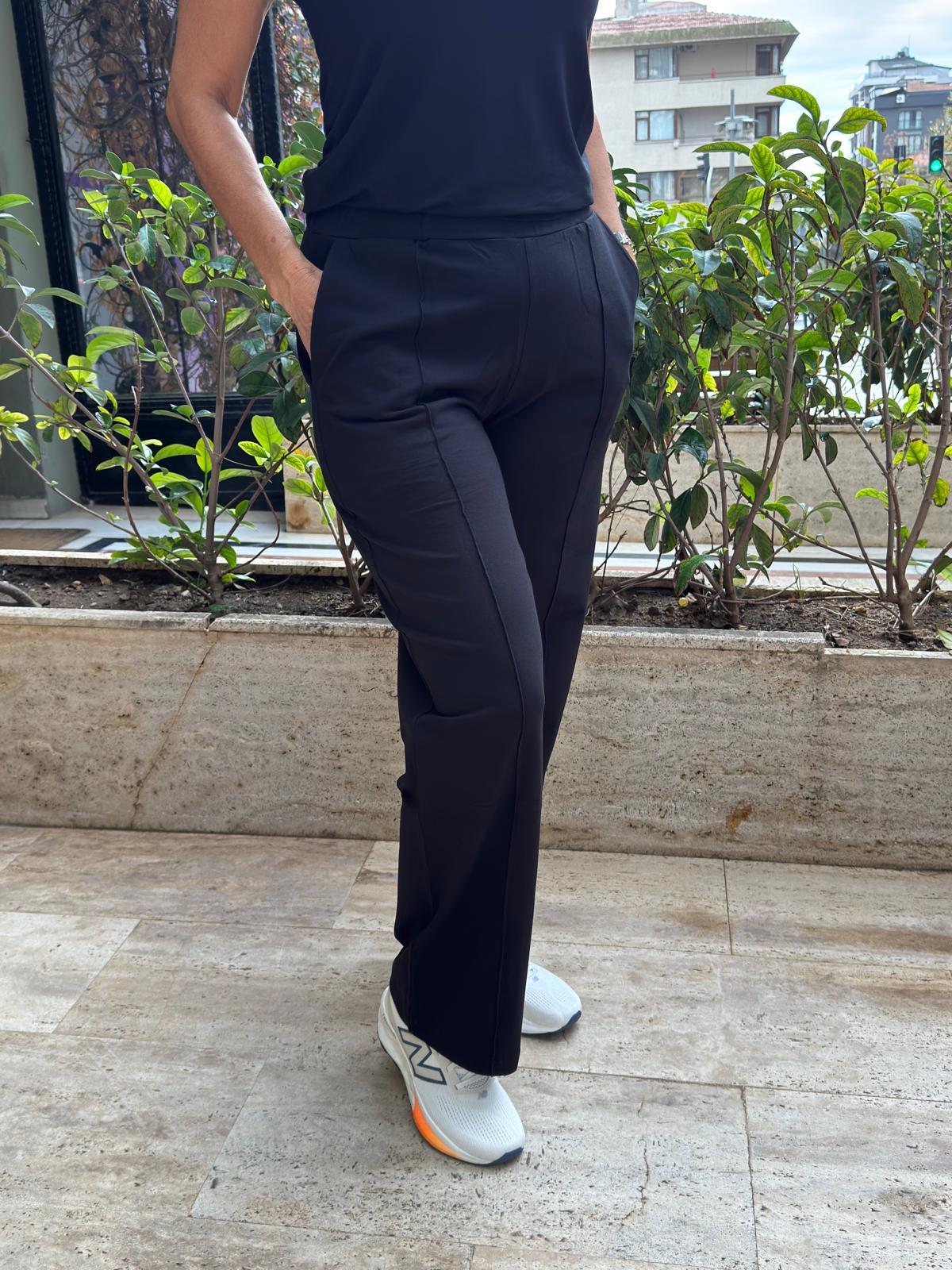 Önü Dikişli Yüksek Bel Geniş Paça Pantolon
