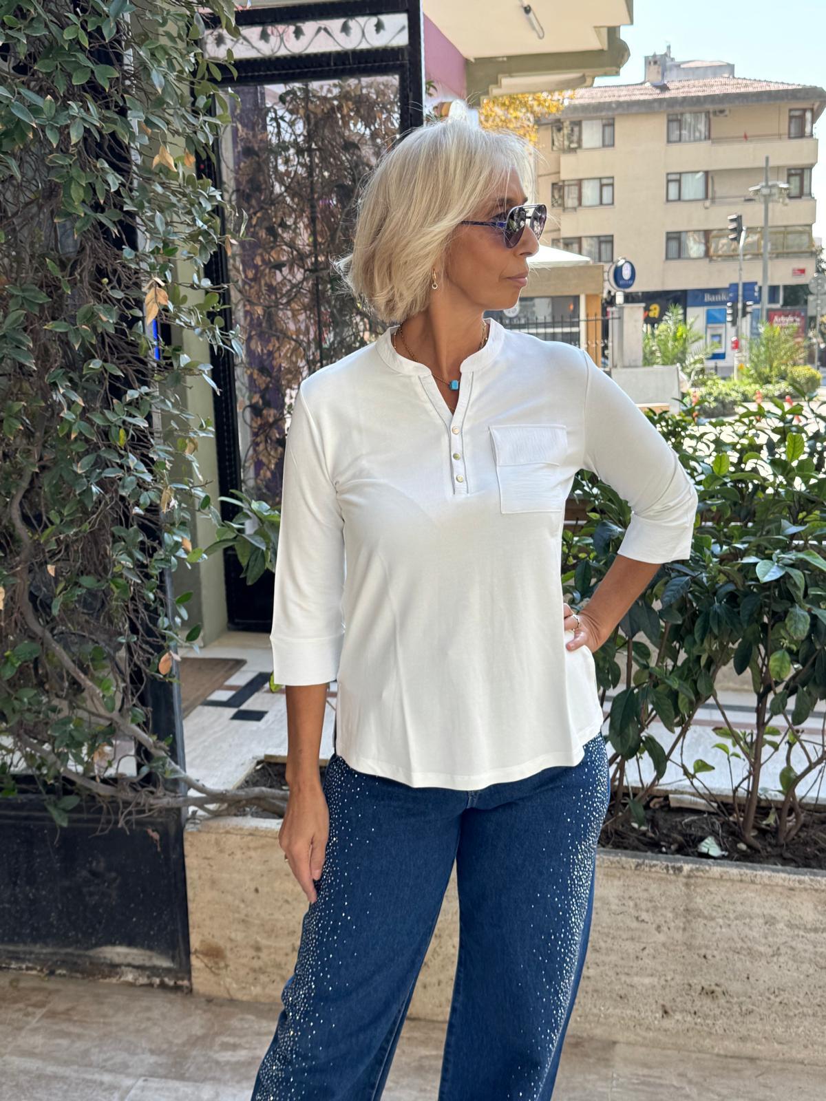 Patı Zincirli Çıtçıtlı Basic Bluz