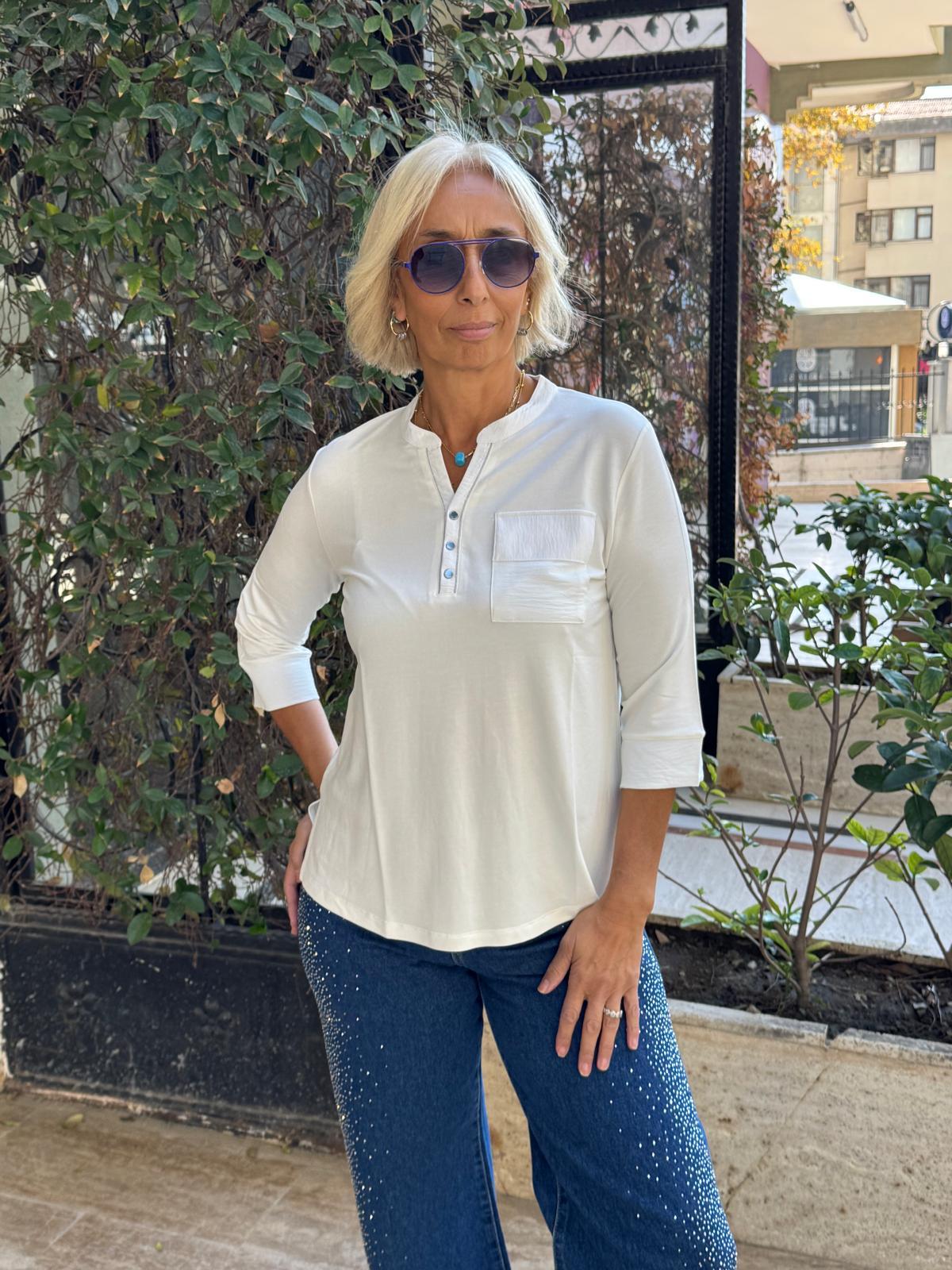 Patı Zincirli Çıtçıtlı Basic Bluz