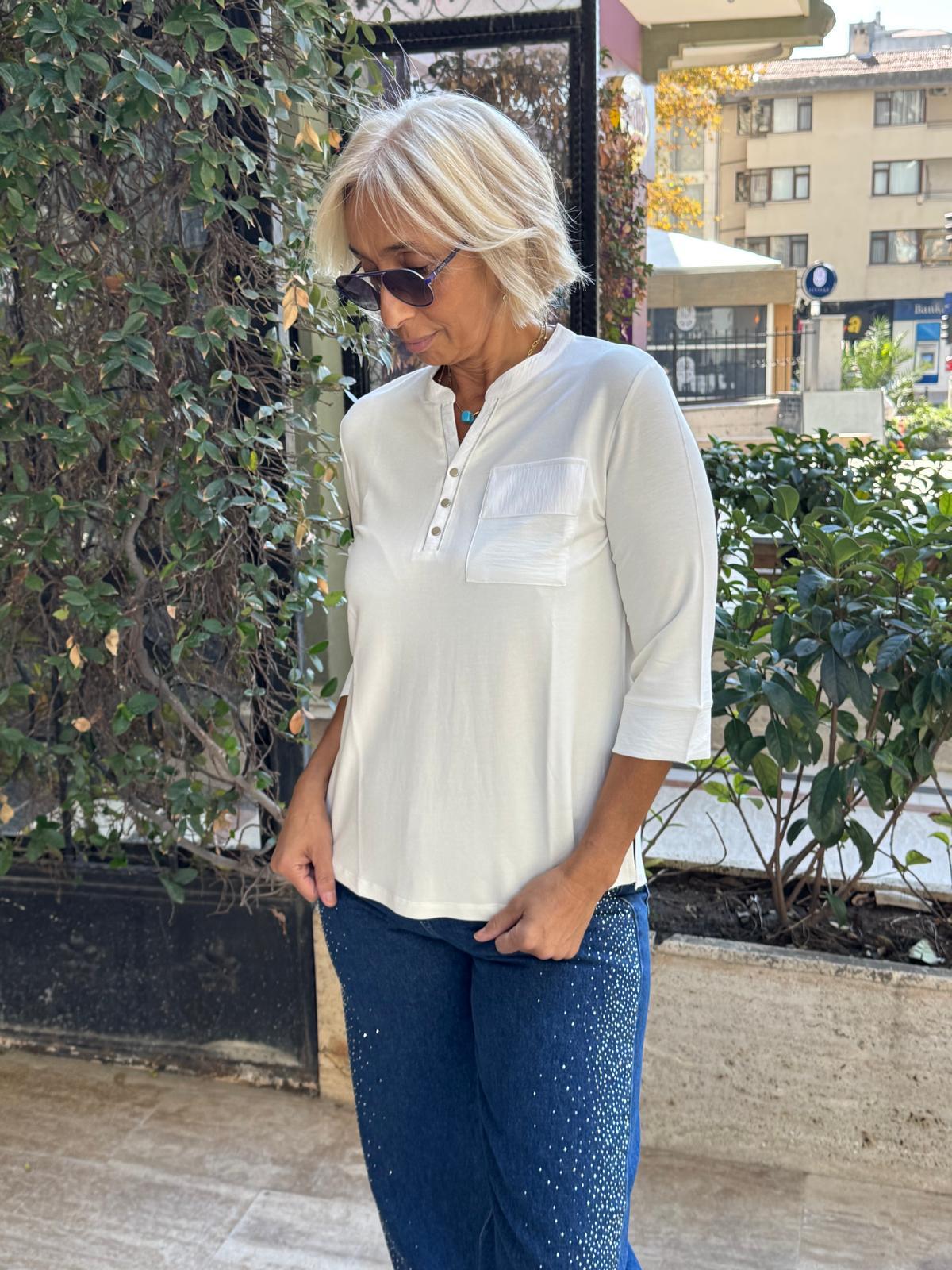 Patı Zincirli Çıtçıtlı Basic Bluz
