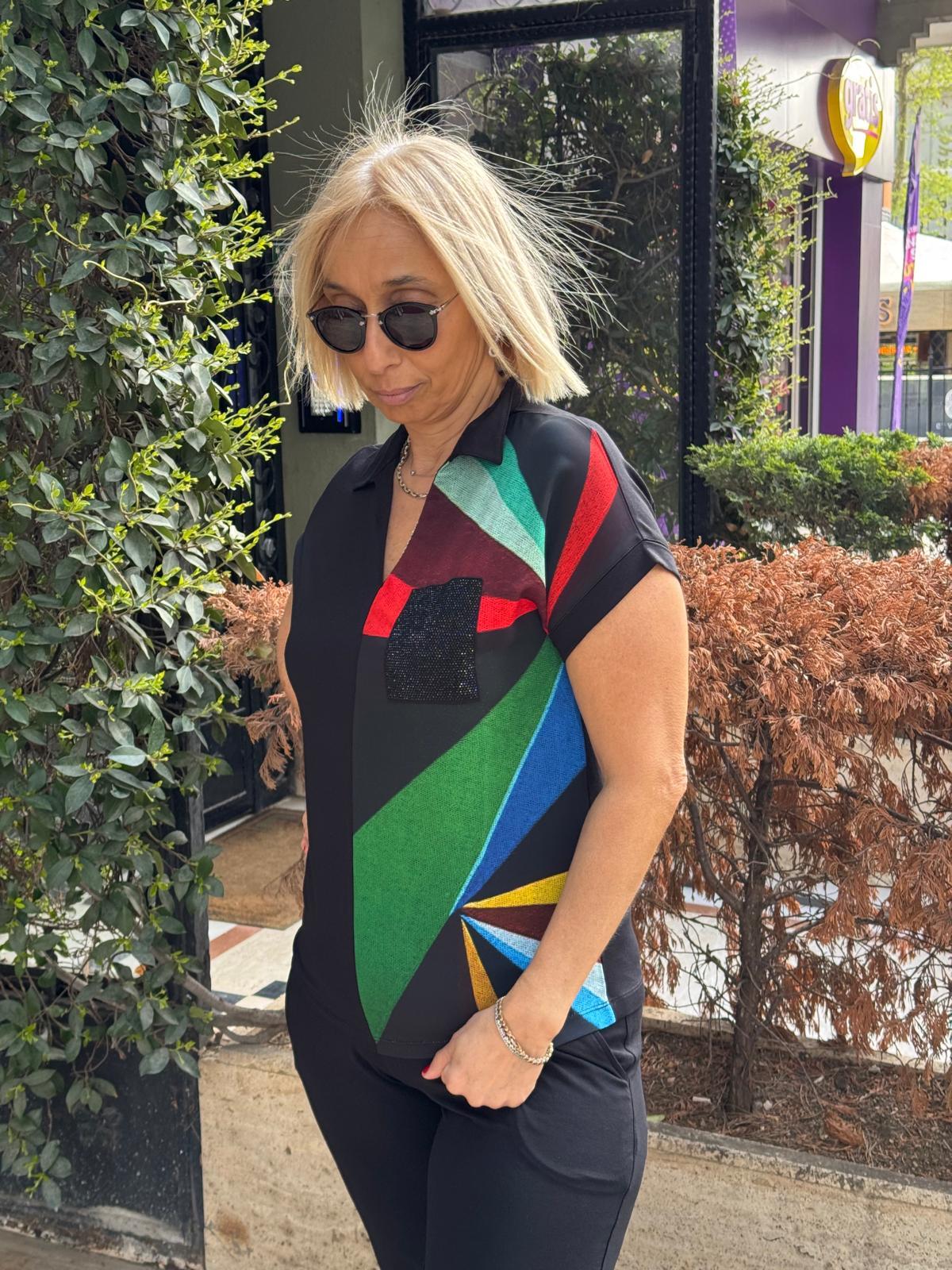 Polo Yaka Taş Baskılı Cepli Tshirt