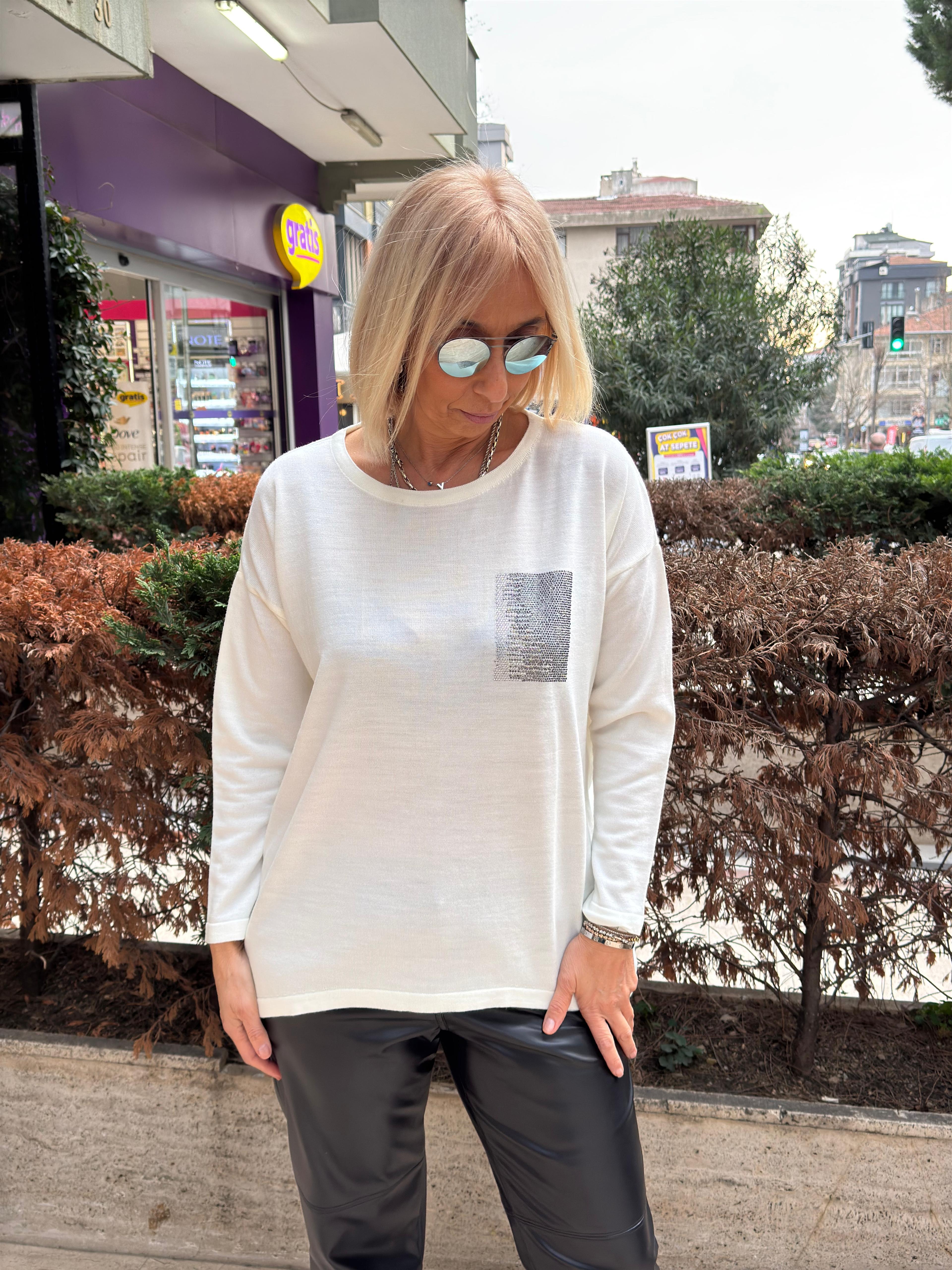 Sıfır Yaka Triko Bluz