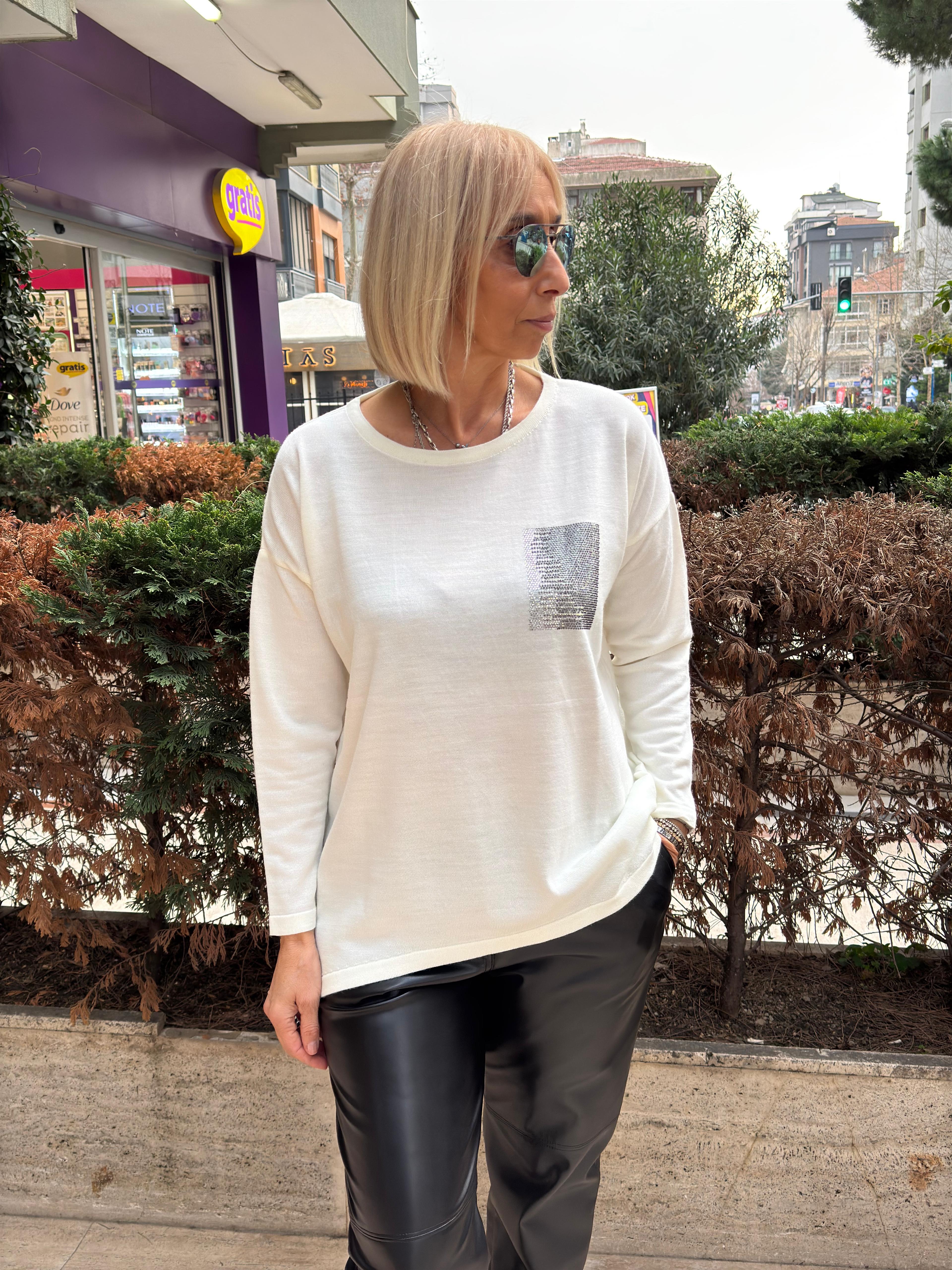Sıfır Yaka Triko Bluz