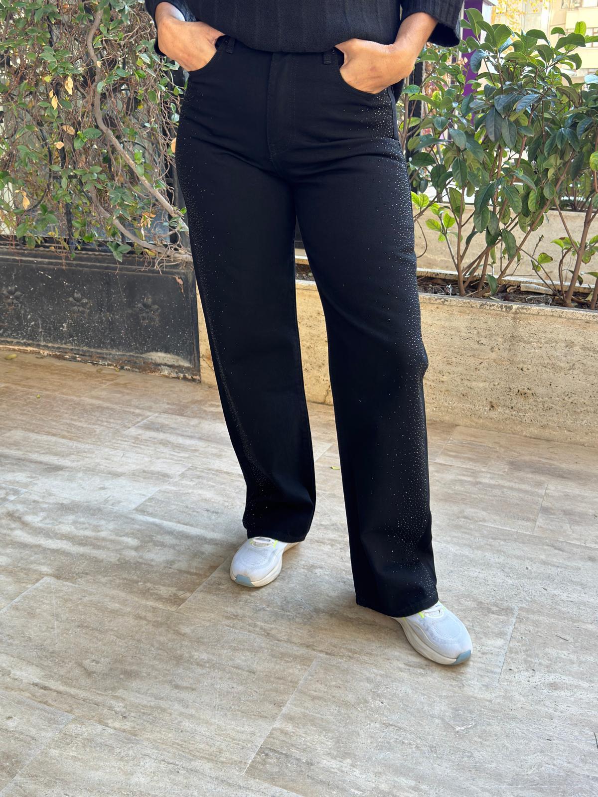 Taş İşlemeli Jeans Kot Pantolon
