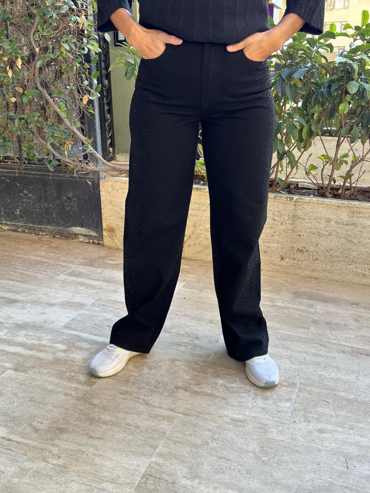 Taş İşlemeli Jeans Kot Pantolon