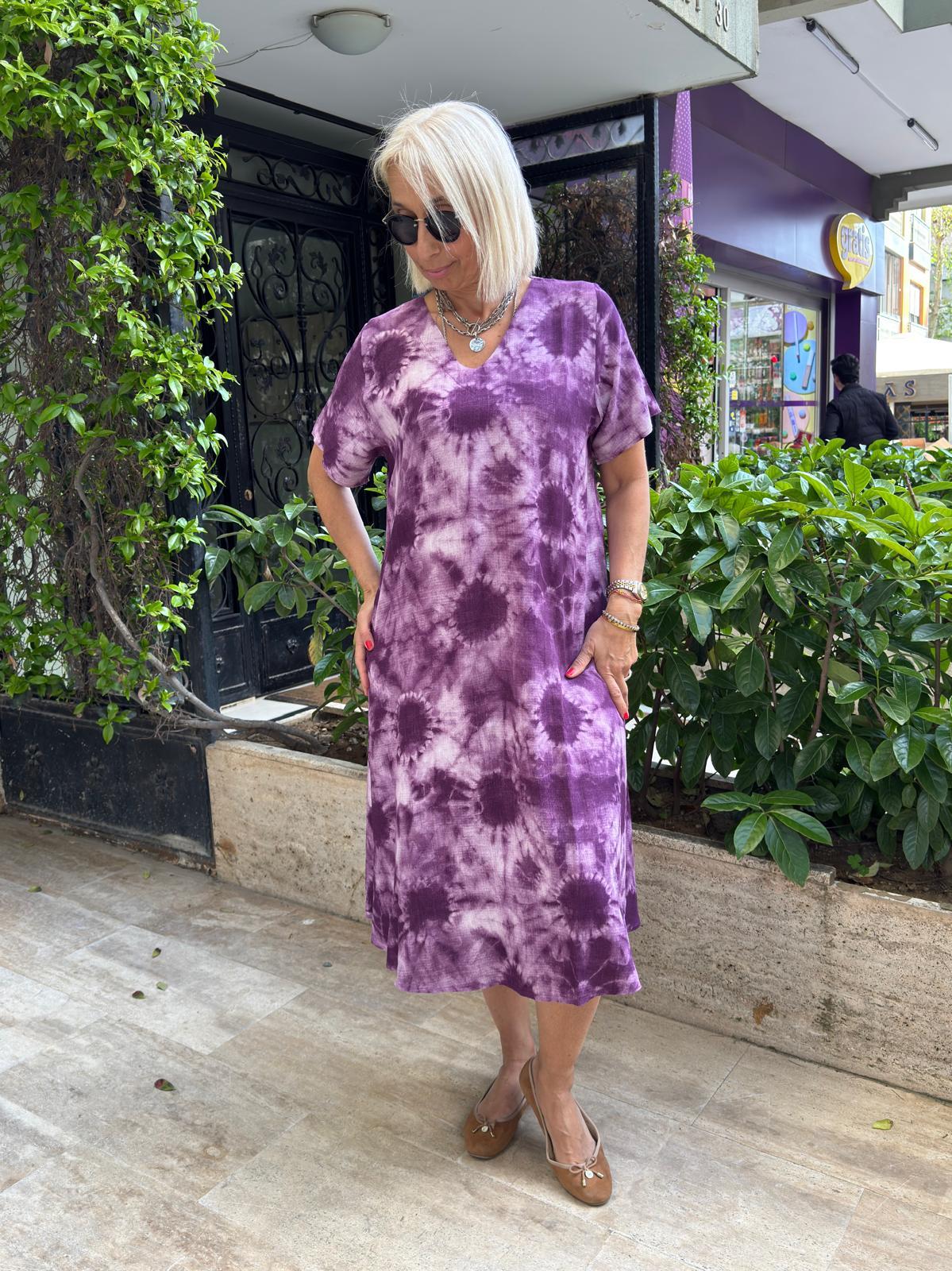Viskon Pamuk Batik Elbise