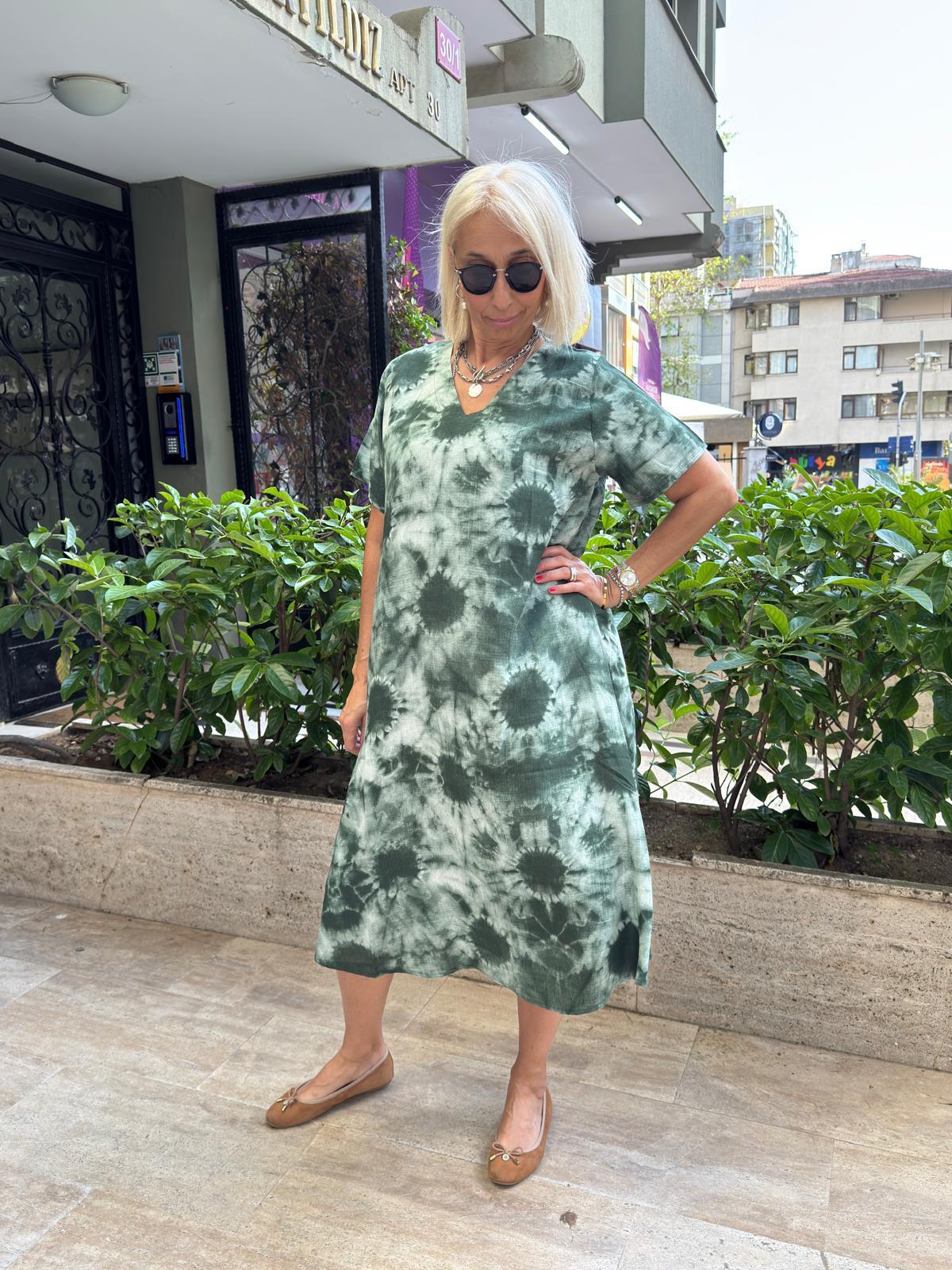 Viskon Pamuk Batik Elbise