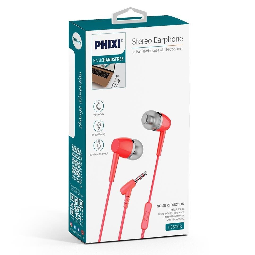  Phixi Basic HS606 Mikrofonlu Kulakiçi Kulaklık Kırmızı